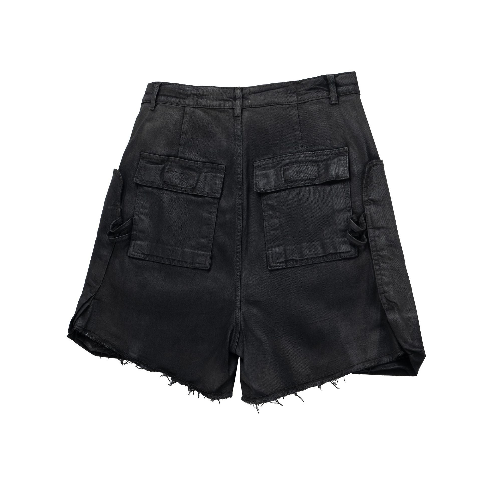 Washed Coating Cargo Pocket Denim Jort