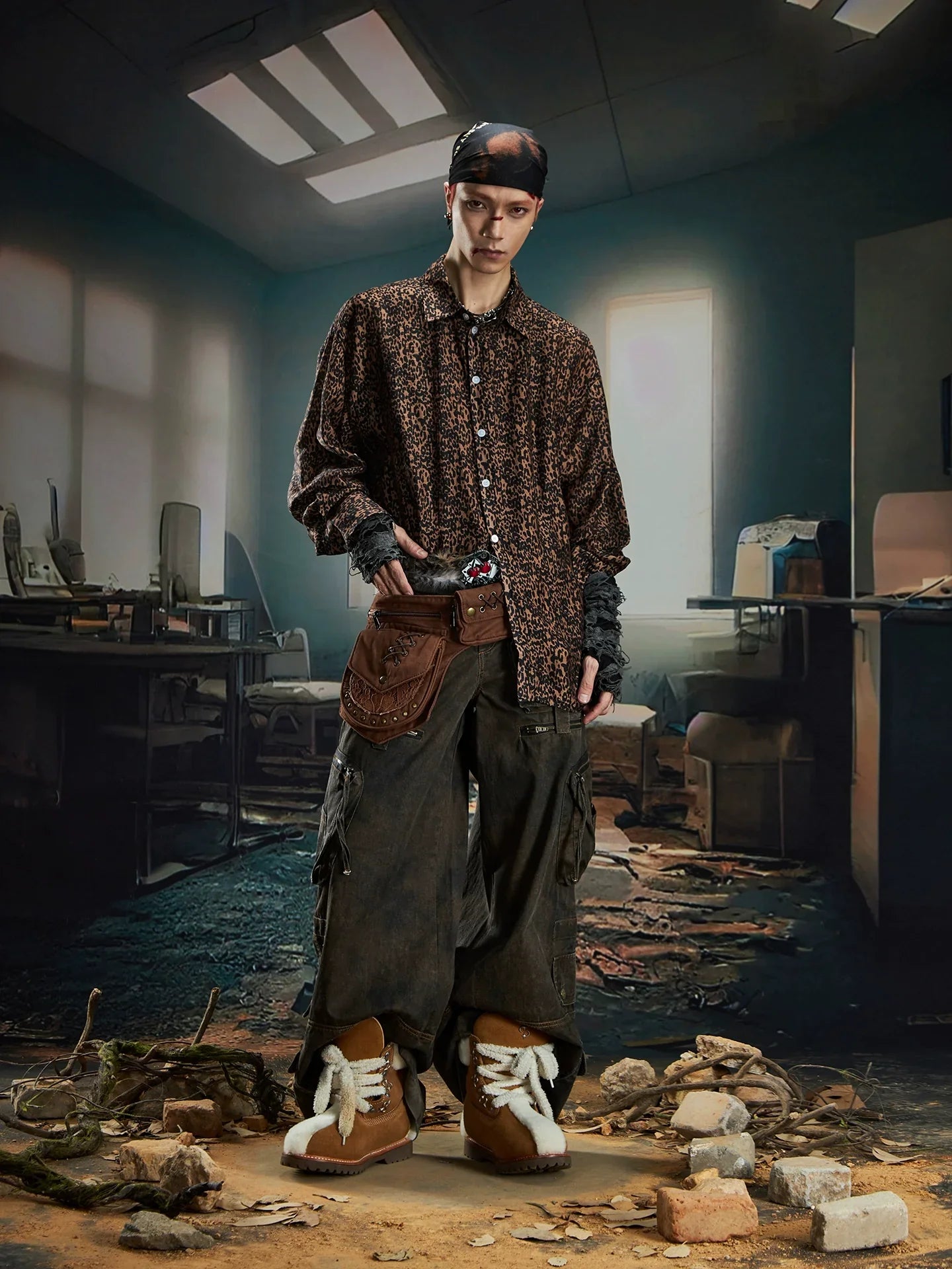 Leopard Print Oversize Long Sleeve Shirt