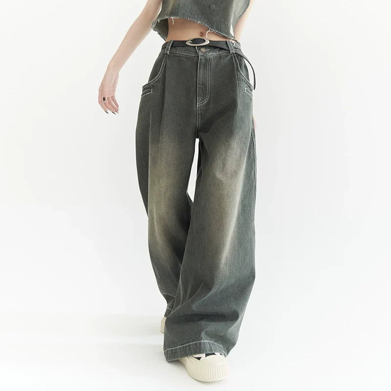 Wide-Leg Buggy Denim Jeans