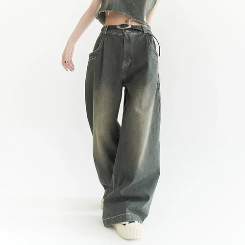 Wide-Leg Buggy Denim Jeans - Blue / S