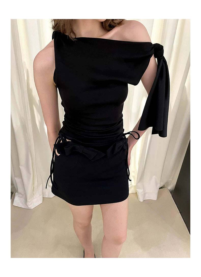 Off Shoulder Strap Tops & Half Skirt Setup