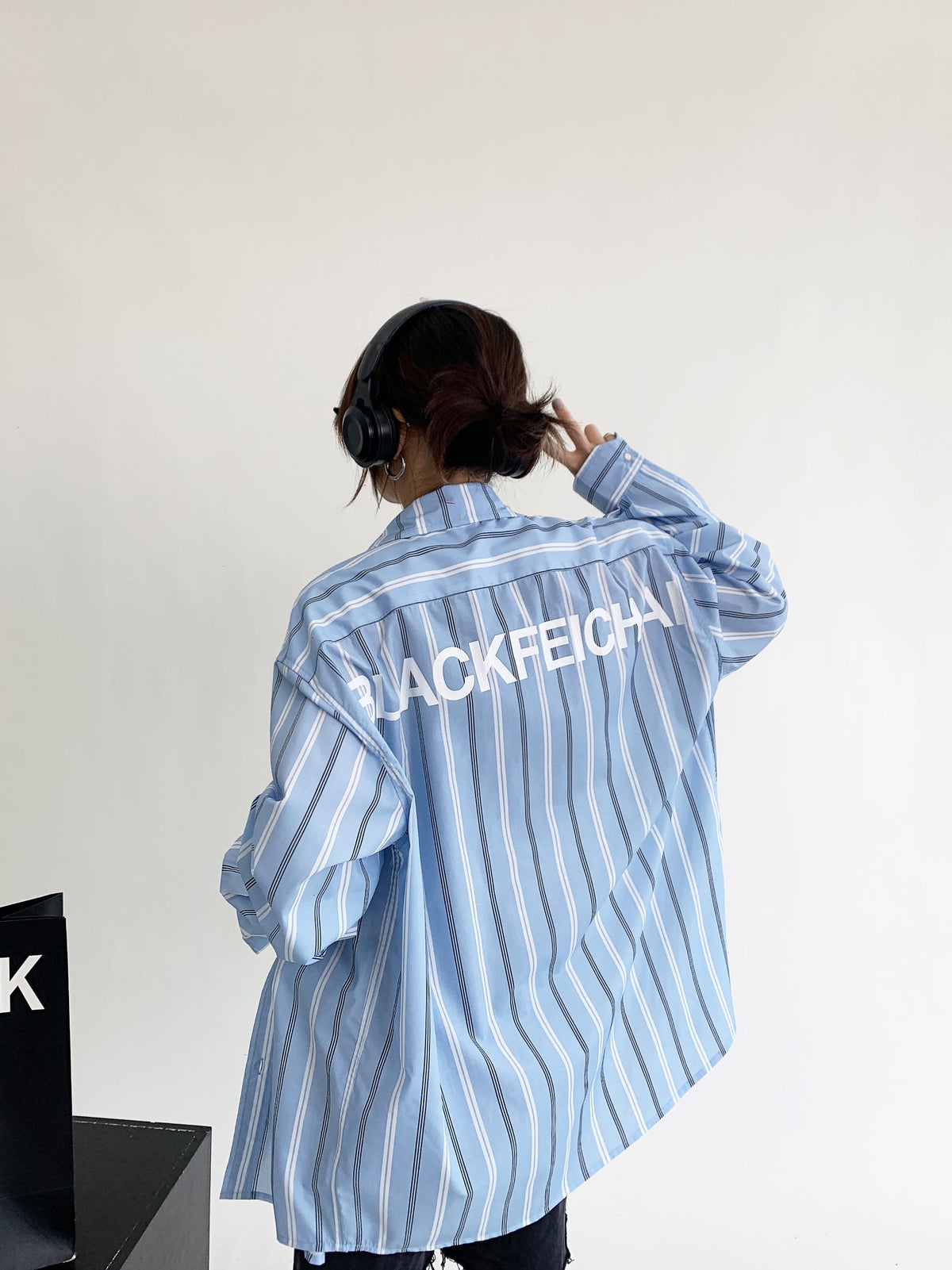 Unisex Oversize Stripe Long-Sleeve Shirt