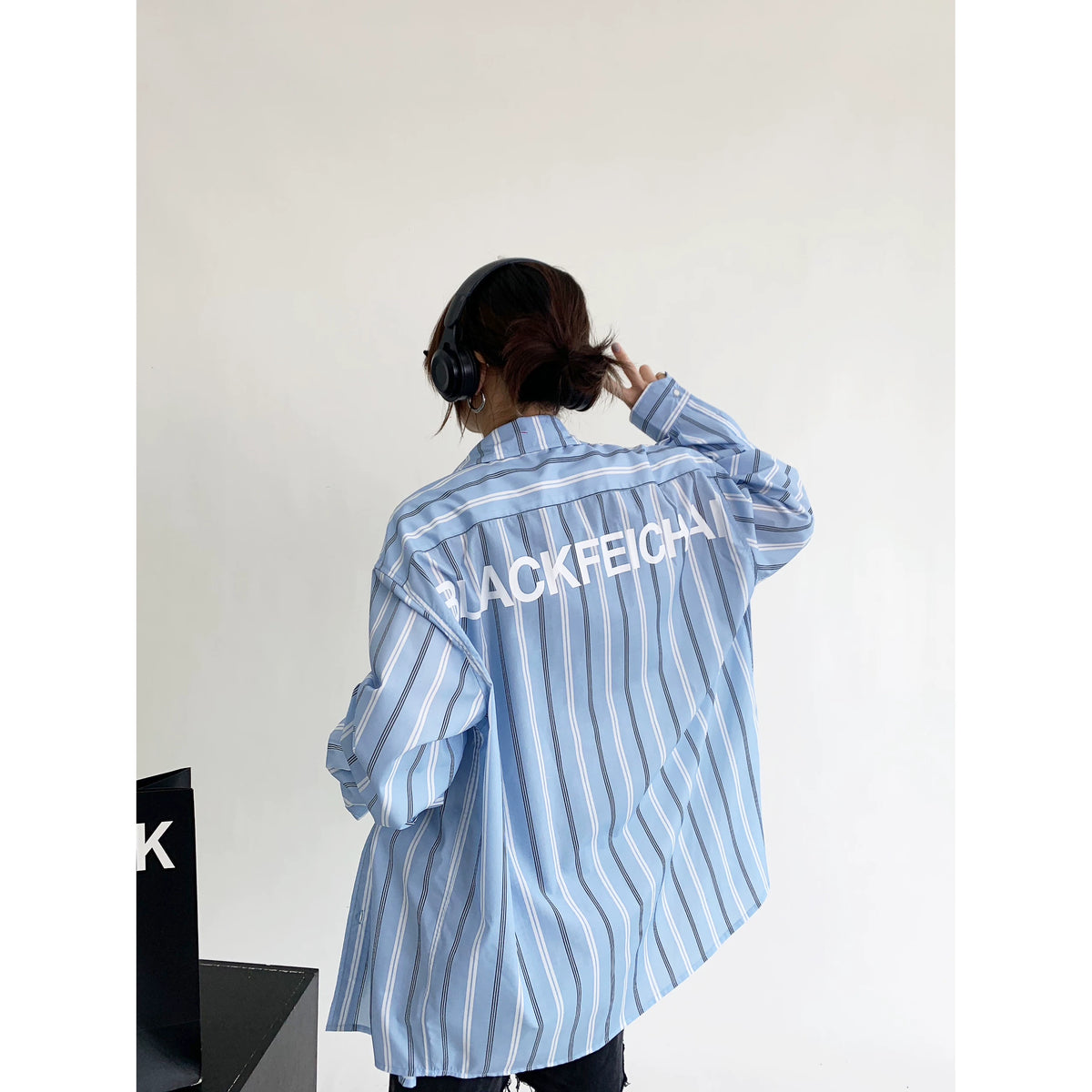 Unisex Oversize Stripe Long-Sleeve Shirt
