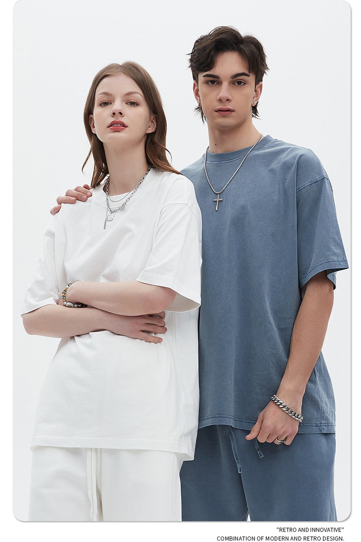 Oversize Washed Short-sleeve-T-shirt & Washed Short Sweatpants Setup