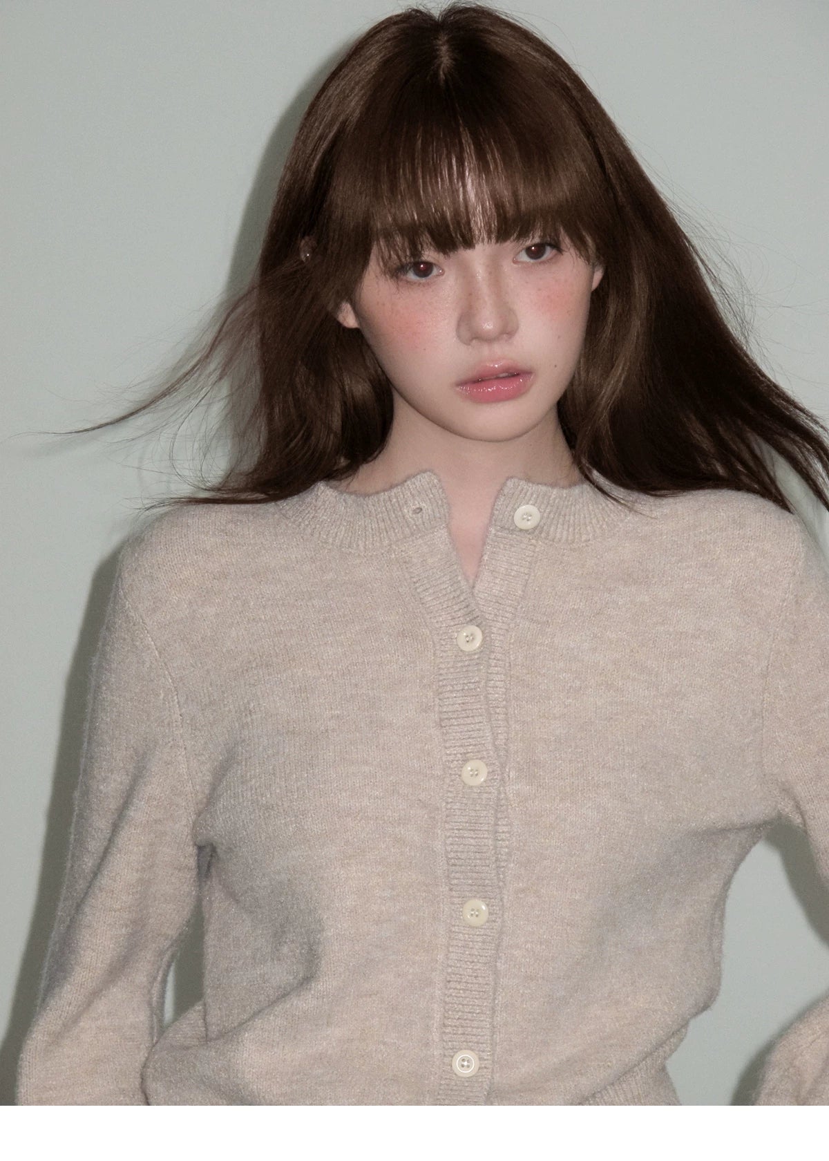 Ruffled Collar And Bow Detail Knit Cardigan