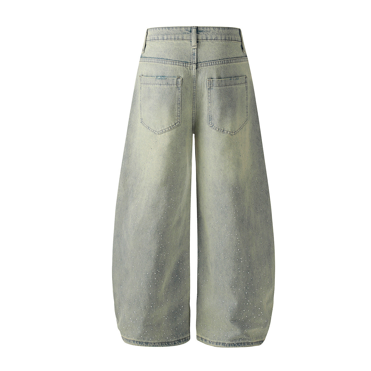 Washed Paint Pocket Wide Leg Denim Jeans