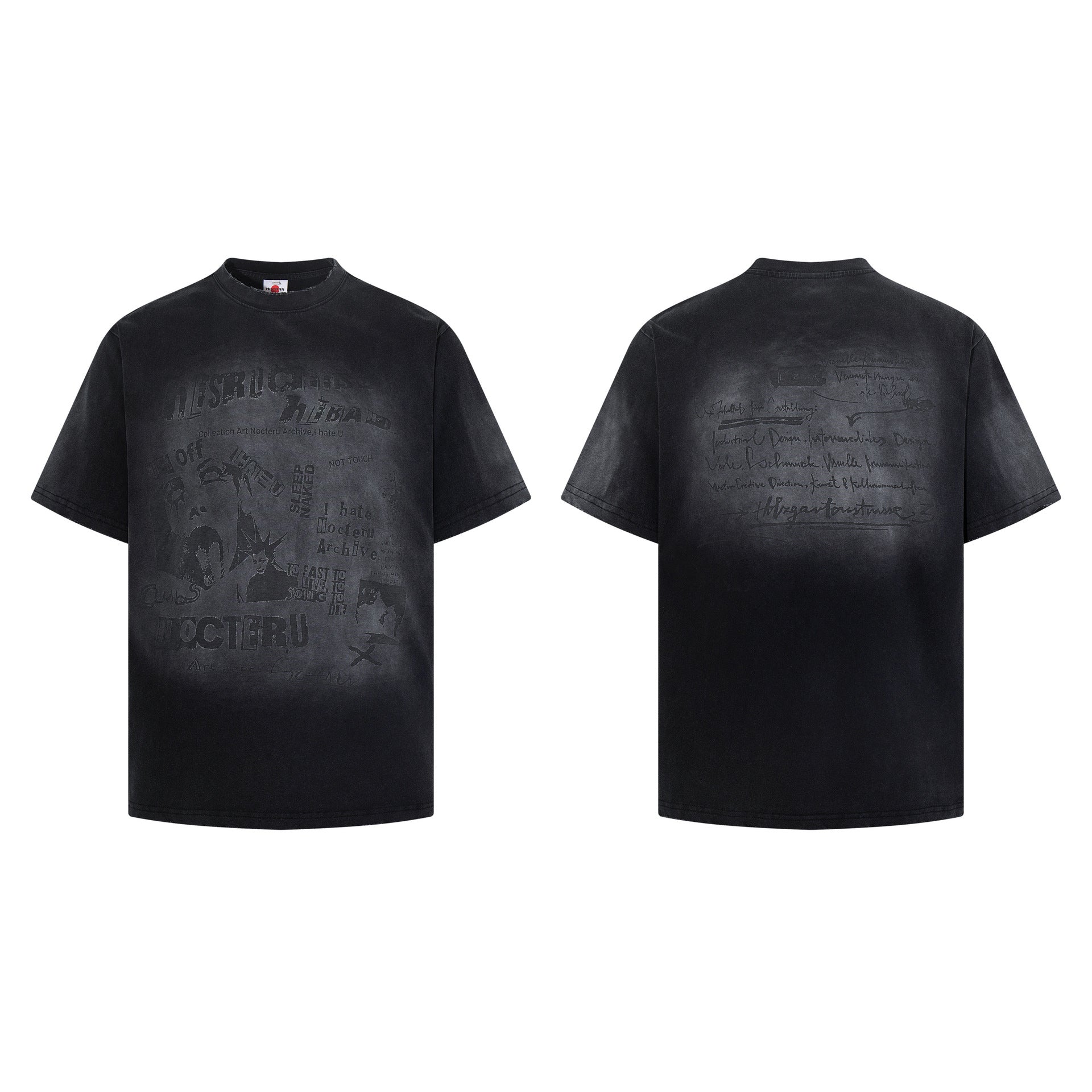 Washed Illustration Letter Print Short Sleeve T-Shirt