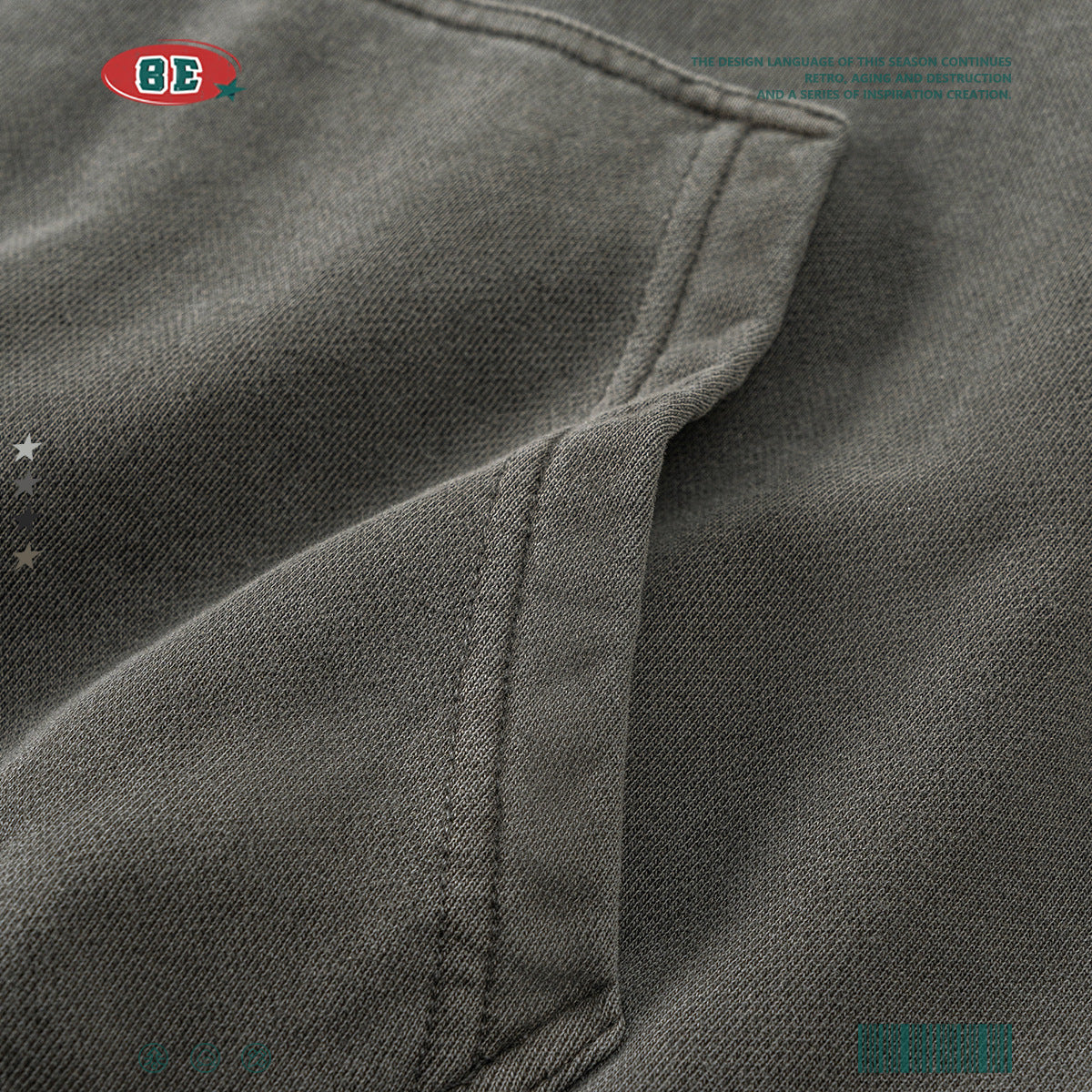 Oversize Damage Raglan-sleeve Hoodie