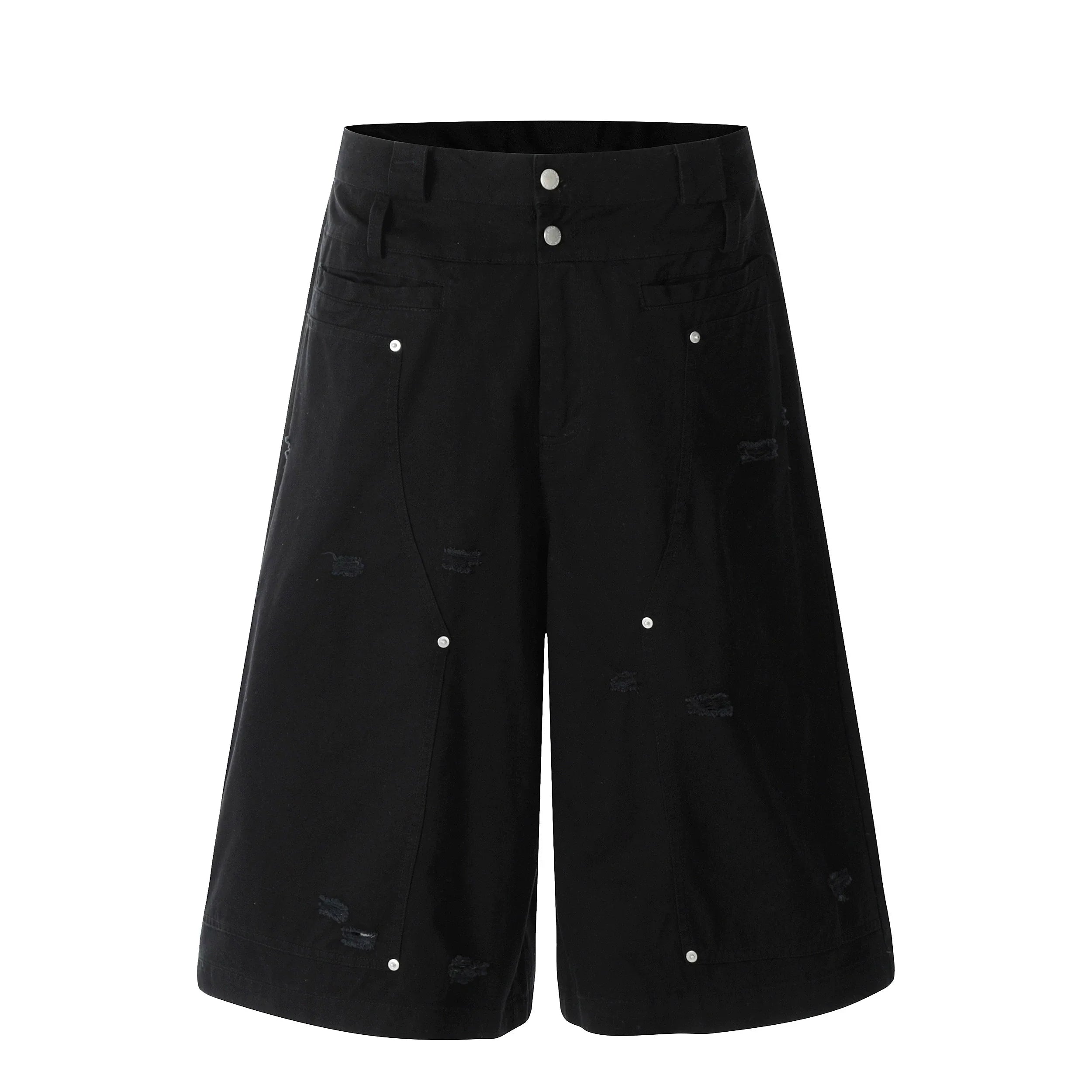 Ripped Design Wide Leg Cargo Short