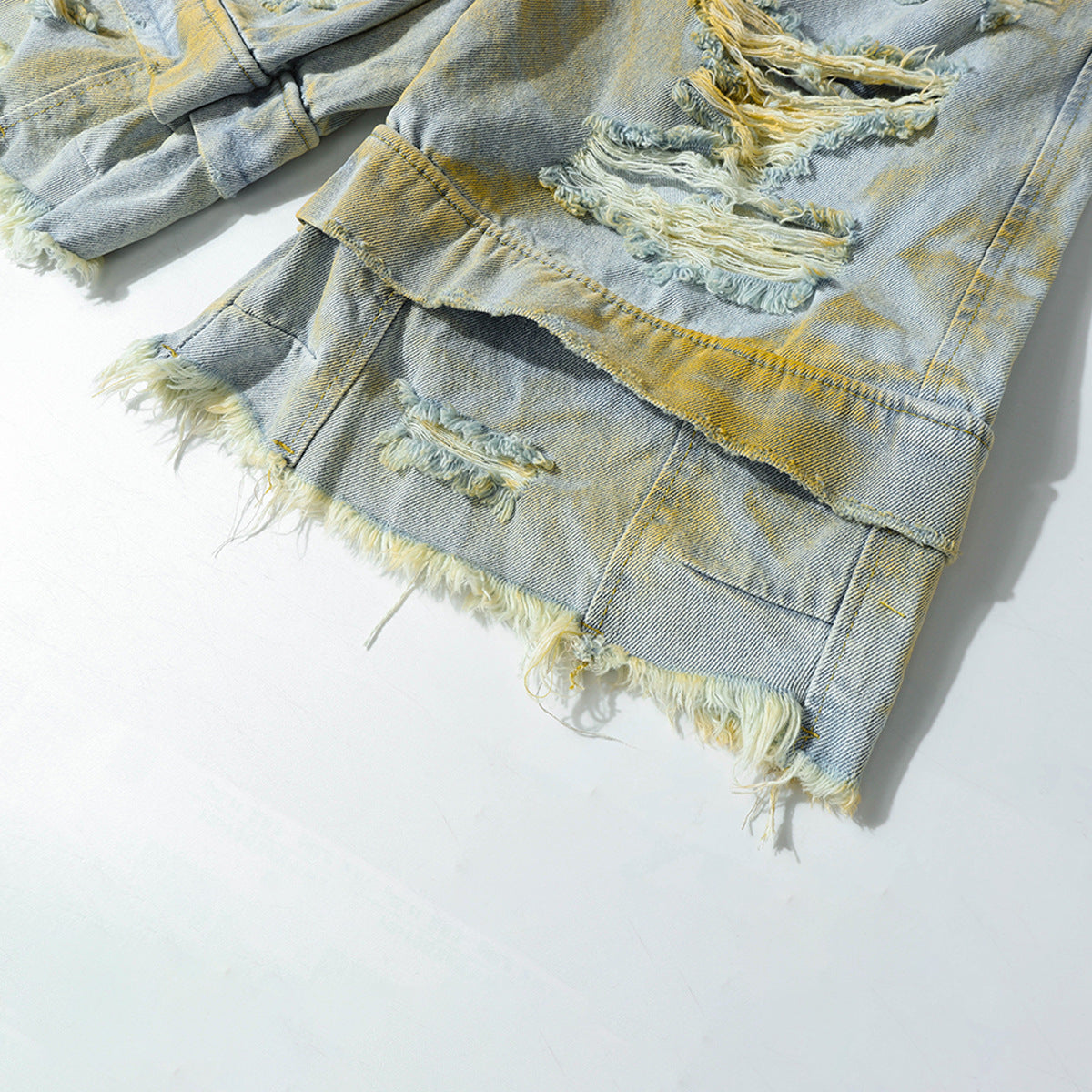 Washed Damage Denim Jort