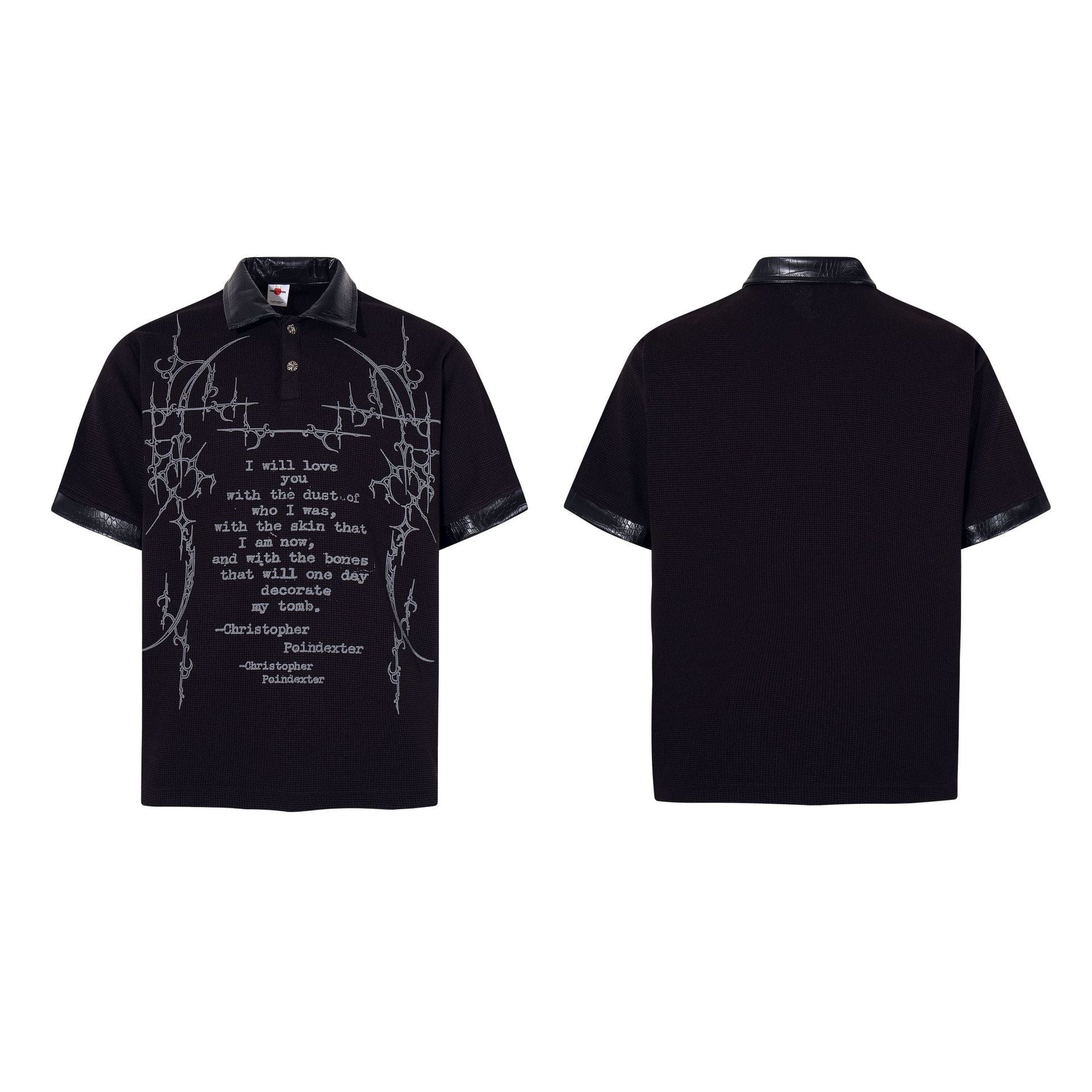 Thorn Waffle Patchwork Short Sleeve Polo Shirt