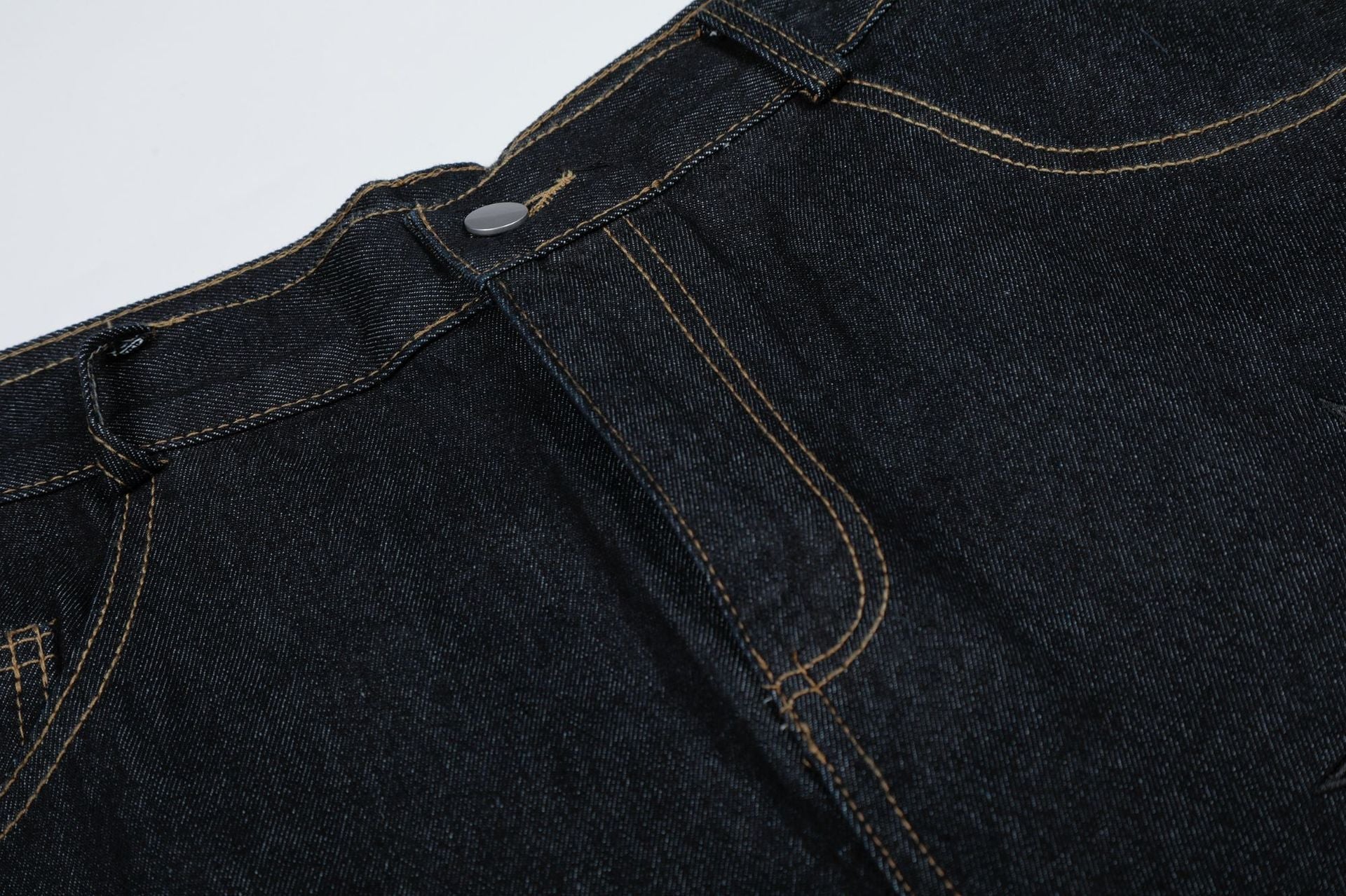 Star Patch Embroidery Denim Wide Leg Jort