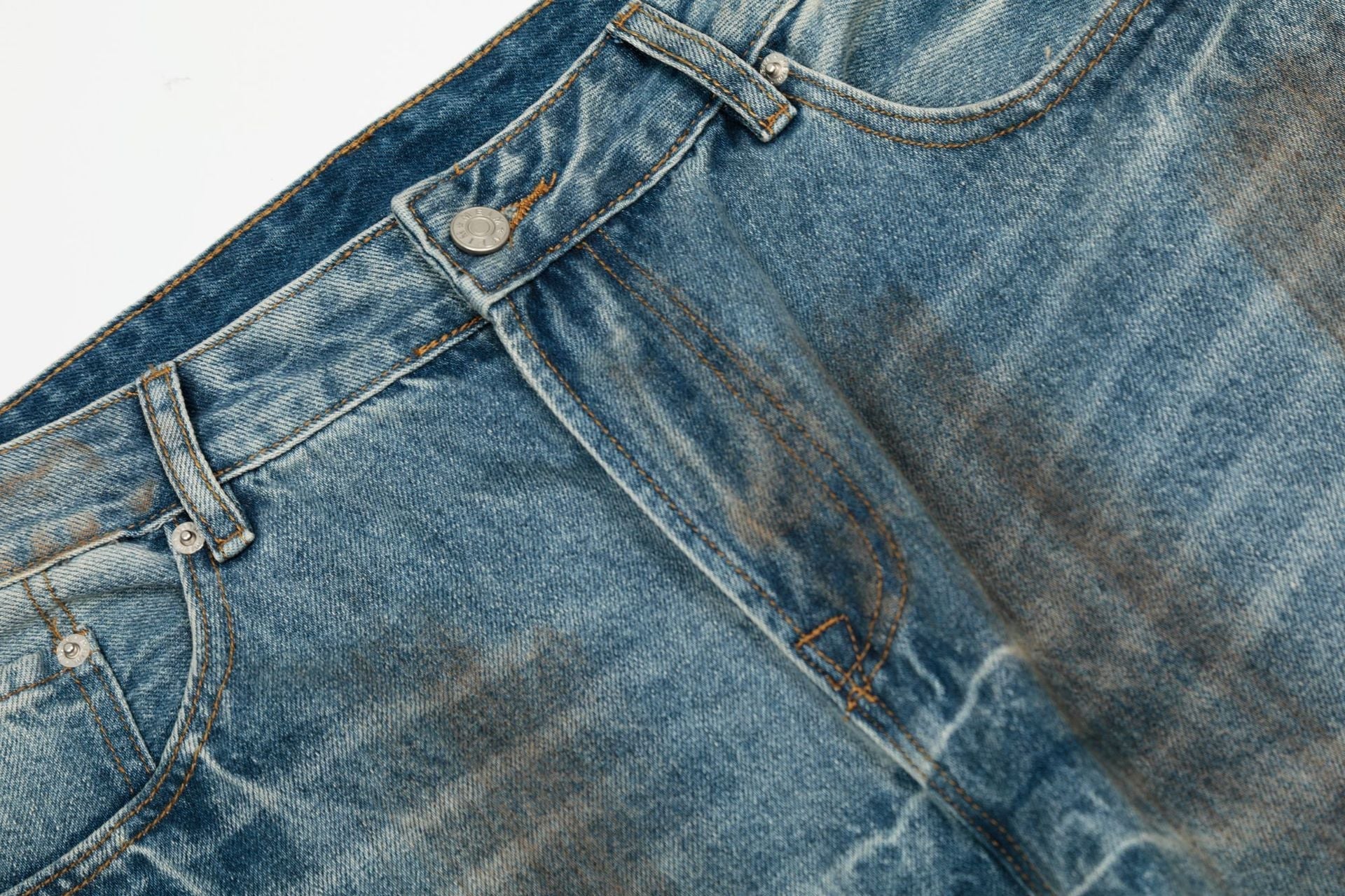 Washed Damage Barrel Denim Jeans
