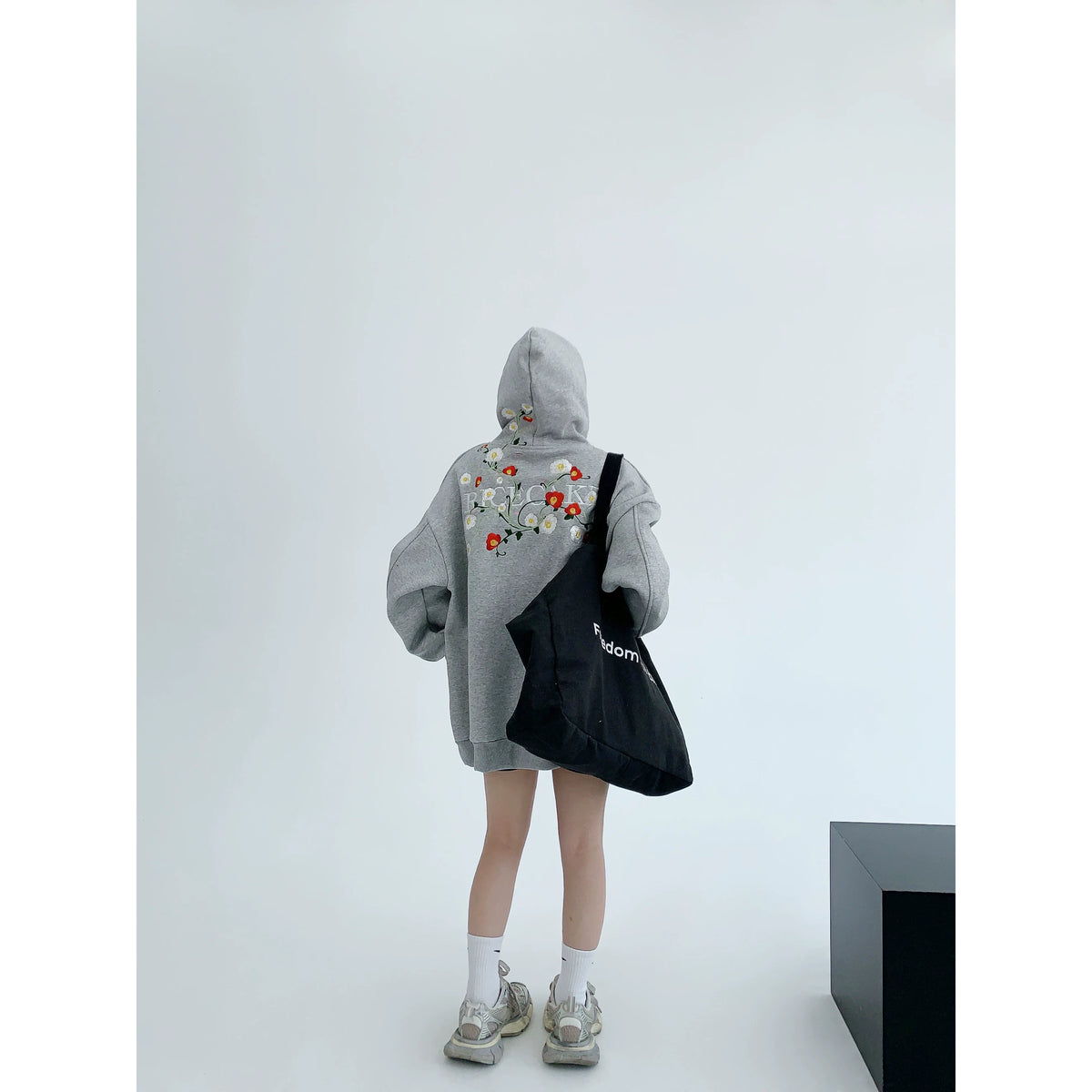 Flower Embroidery Oversized Hoodie