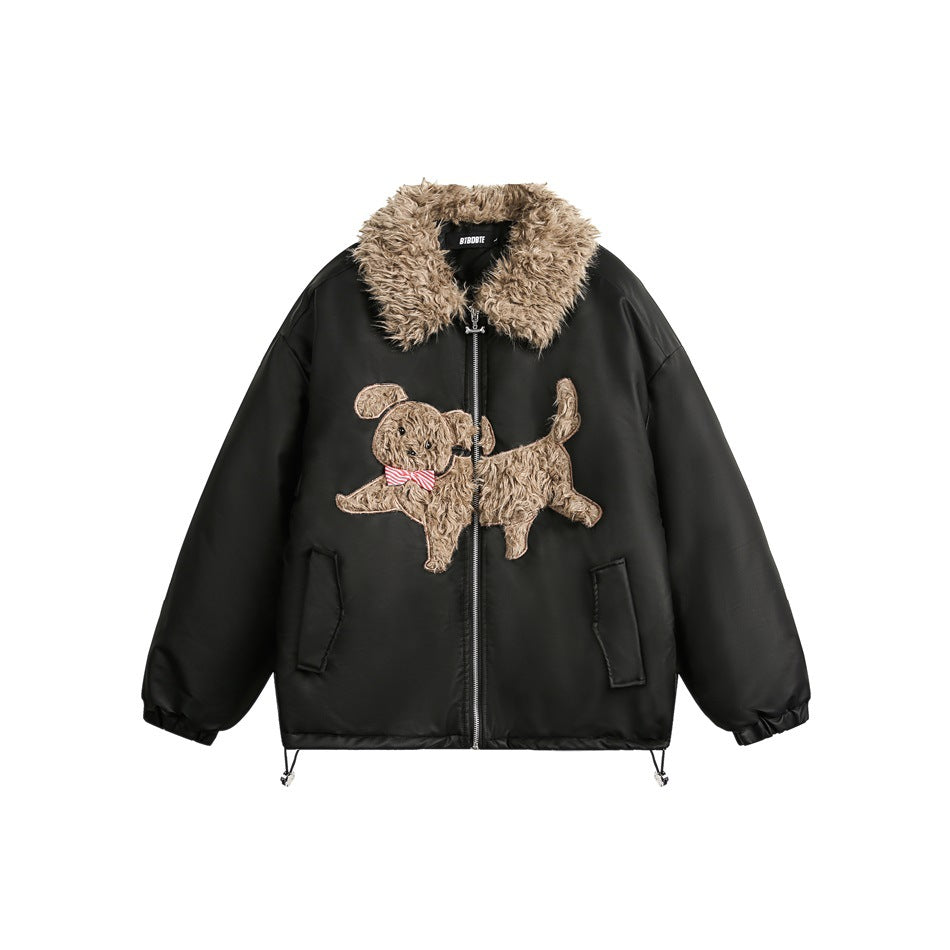 Furry Pup Embroidered Jacket