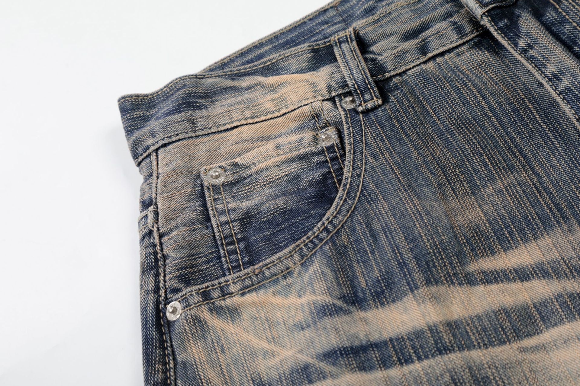 Washed Whisker Wide Leg Denim Jeans