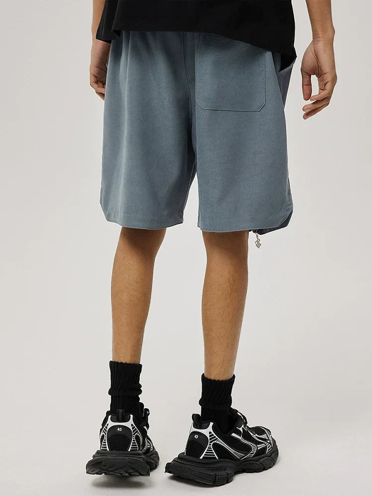Metal Zipper Patchwork Straight Sporty Short