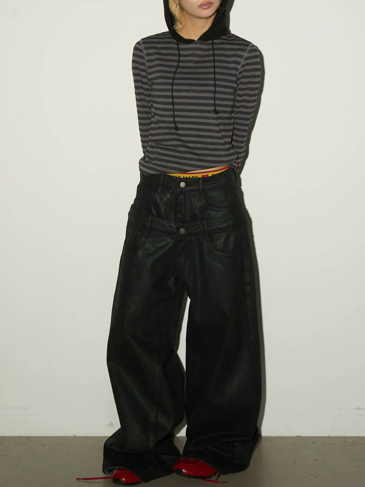 Washed Denim Jacket & Double Waist Wide Leg Denim Jeans Setup