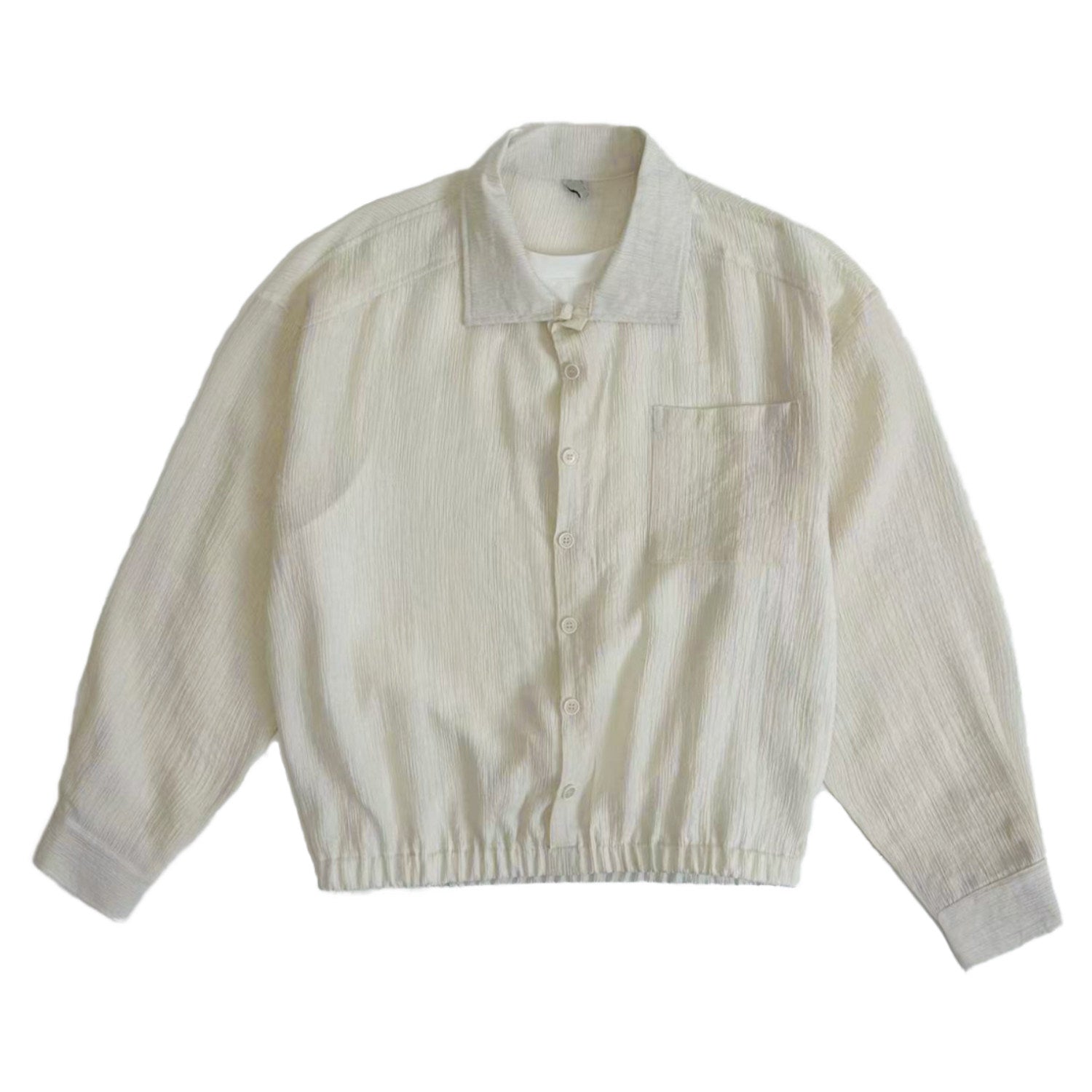 Textured Fabric Button Long Sleeve Shirt