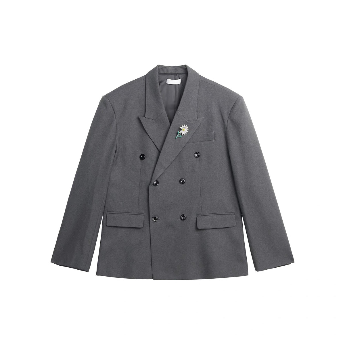 Daisy Brooch Double-Breasted Tailored Jacket & Straight Trousers Setup