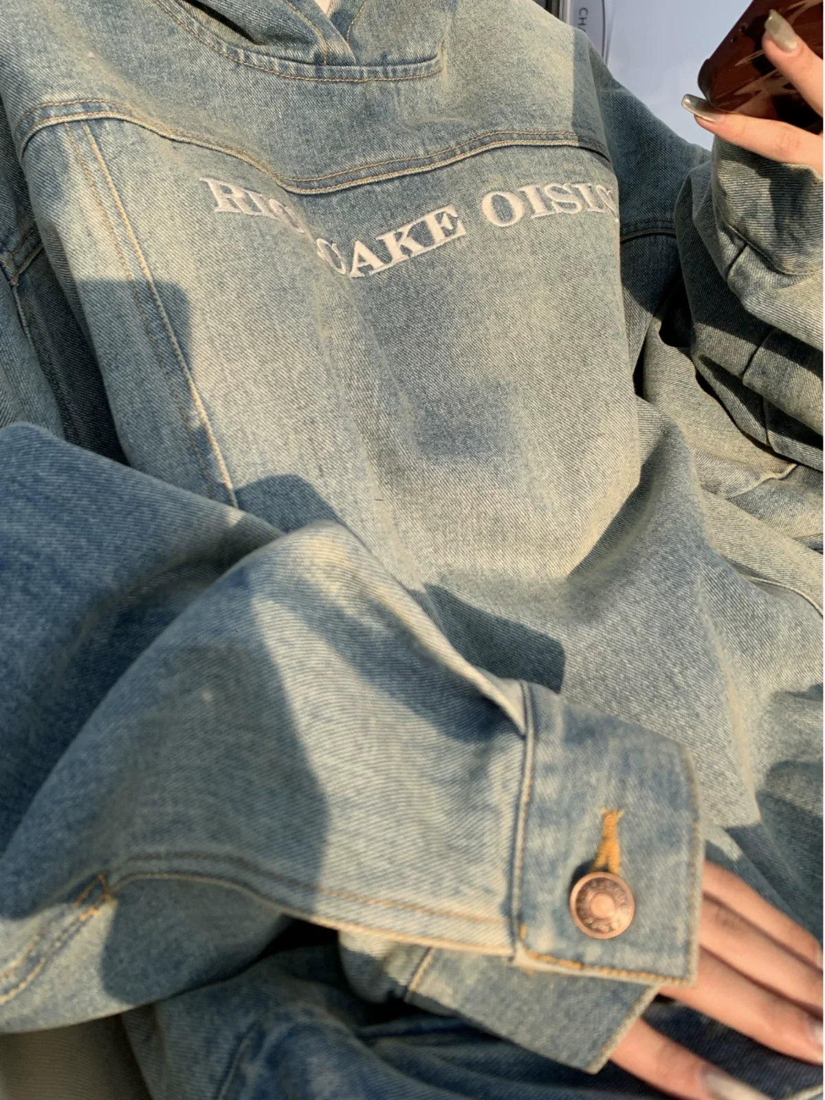 Sweat à capuche en jean oversize