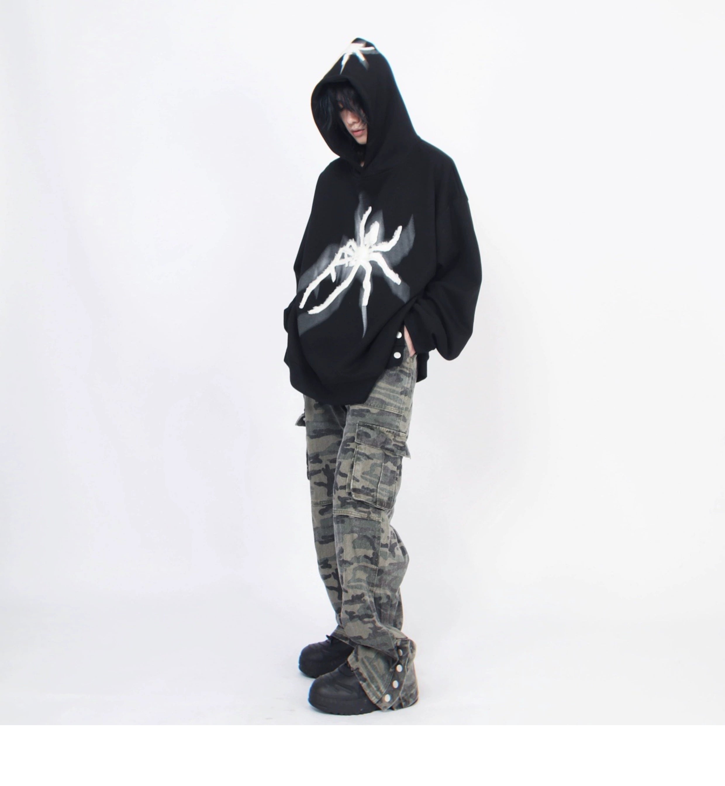 Vintage High Street Spider Embroidery Hoodie