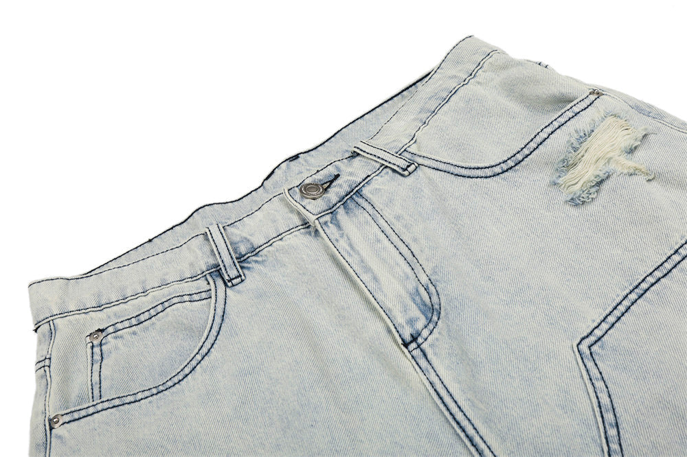 Acid-Washed Wide-Leg Cargo Shorts