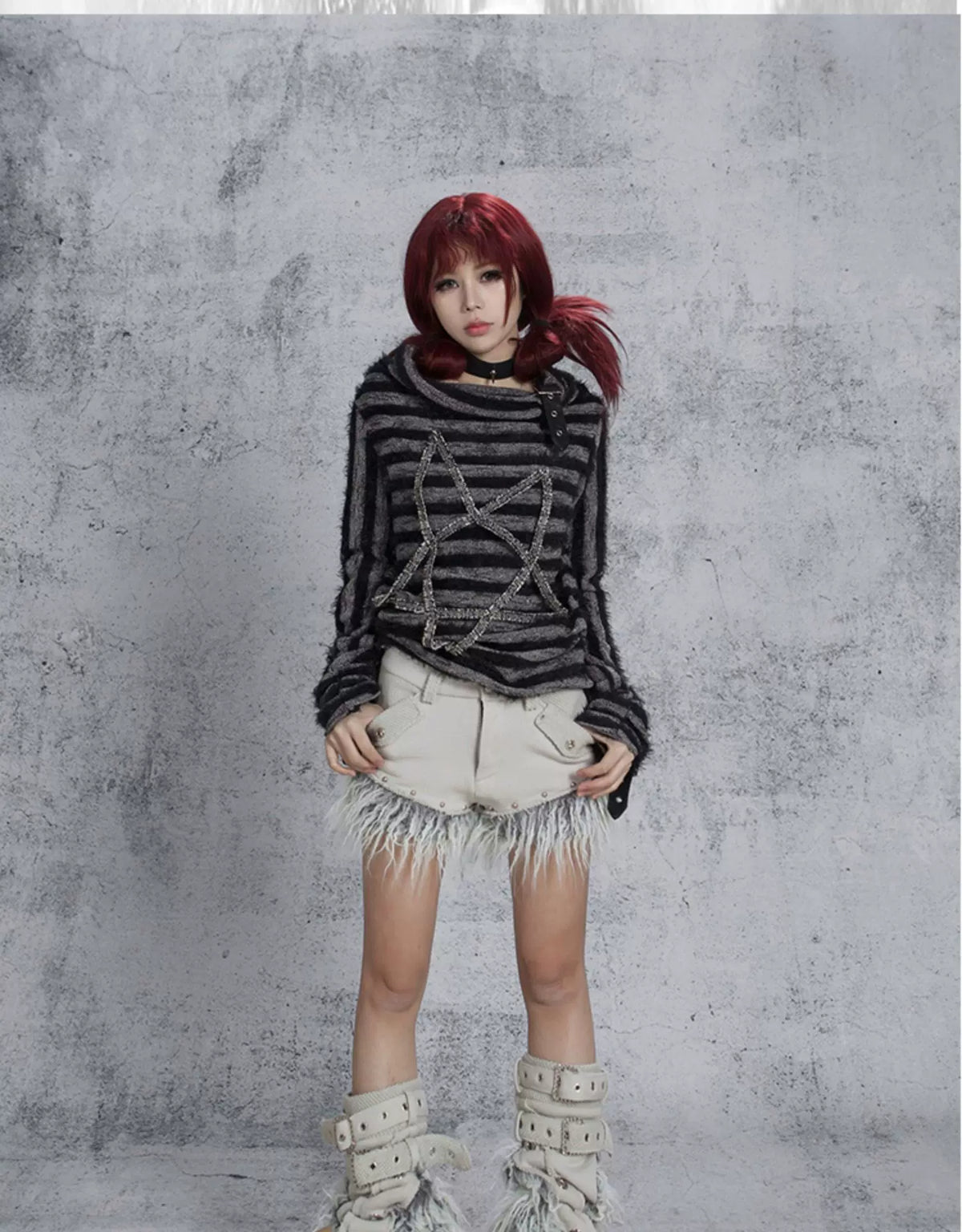 Patchwork Heavy-Duty Punk Short Pants & Leg Cover
