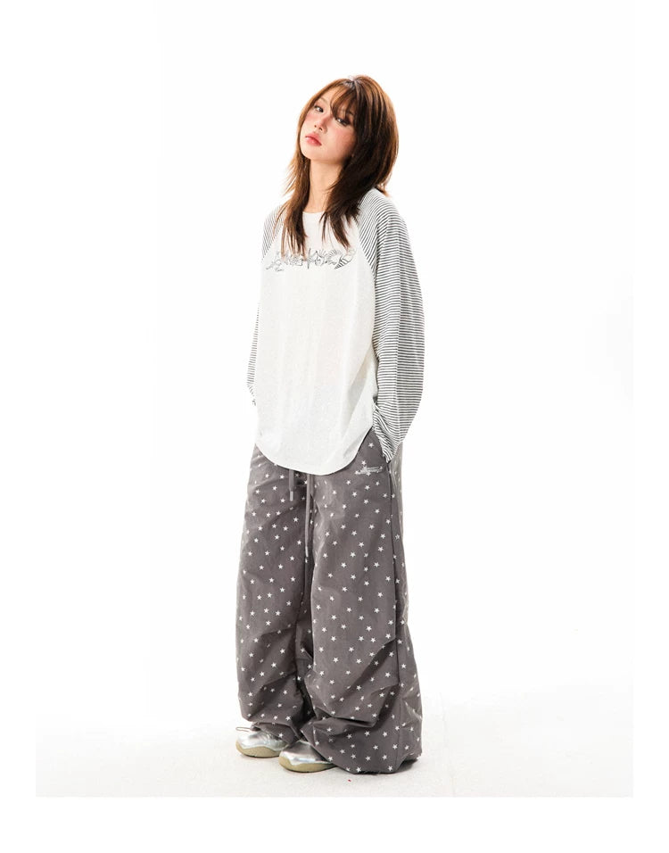 Allover Star Print Wide-Leg Pants
