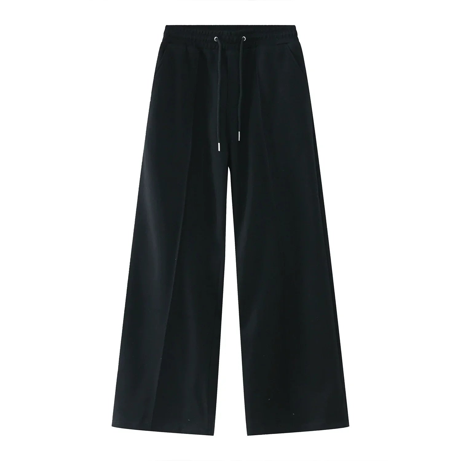 Fake Layered Short Zipper Hoodie & Tuck-in Wide-Leg Sweatpants Setup