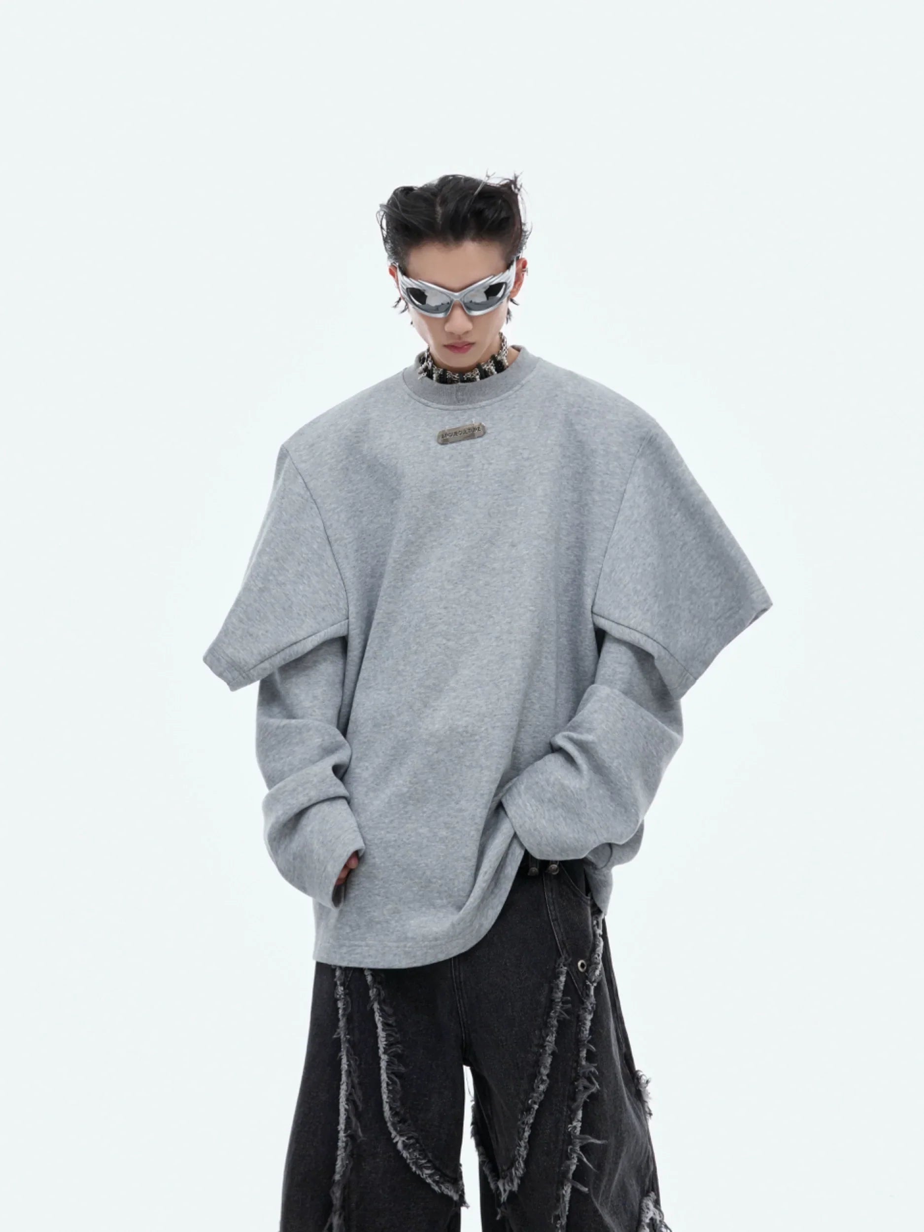 Double Layered Oversize Round Neck Sweatshirt
