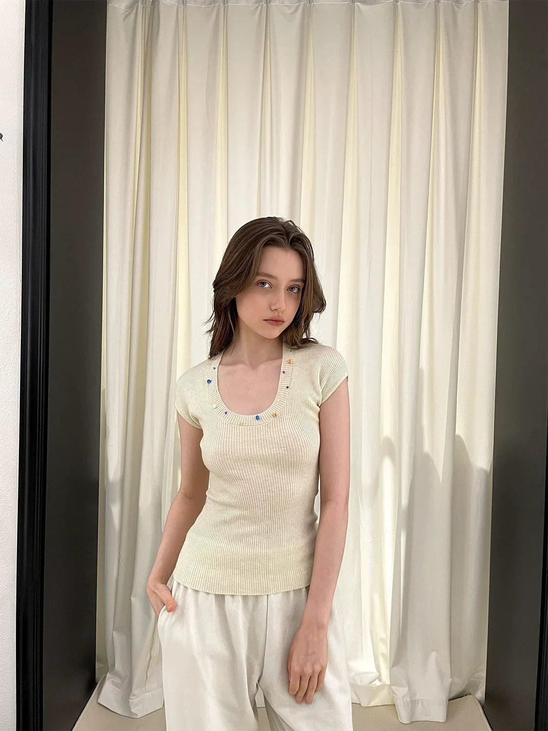 Pearl Design Knit Top