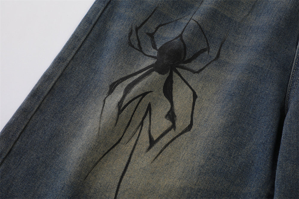 Shorts vaqueros con estampado de araña