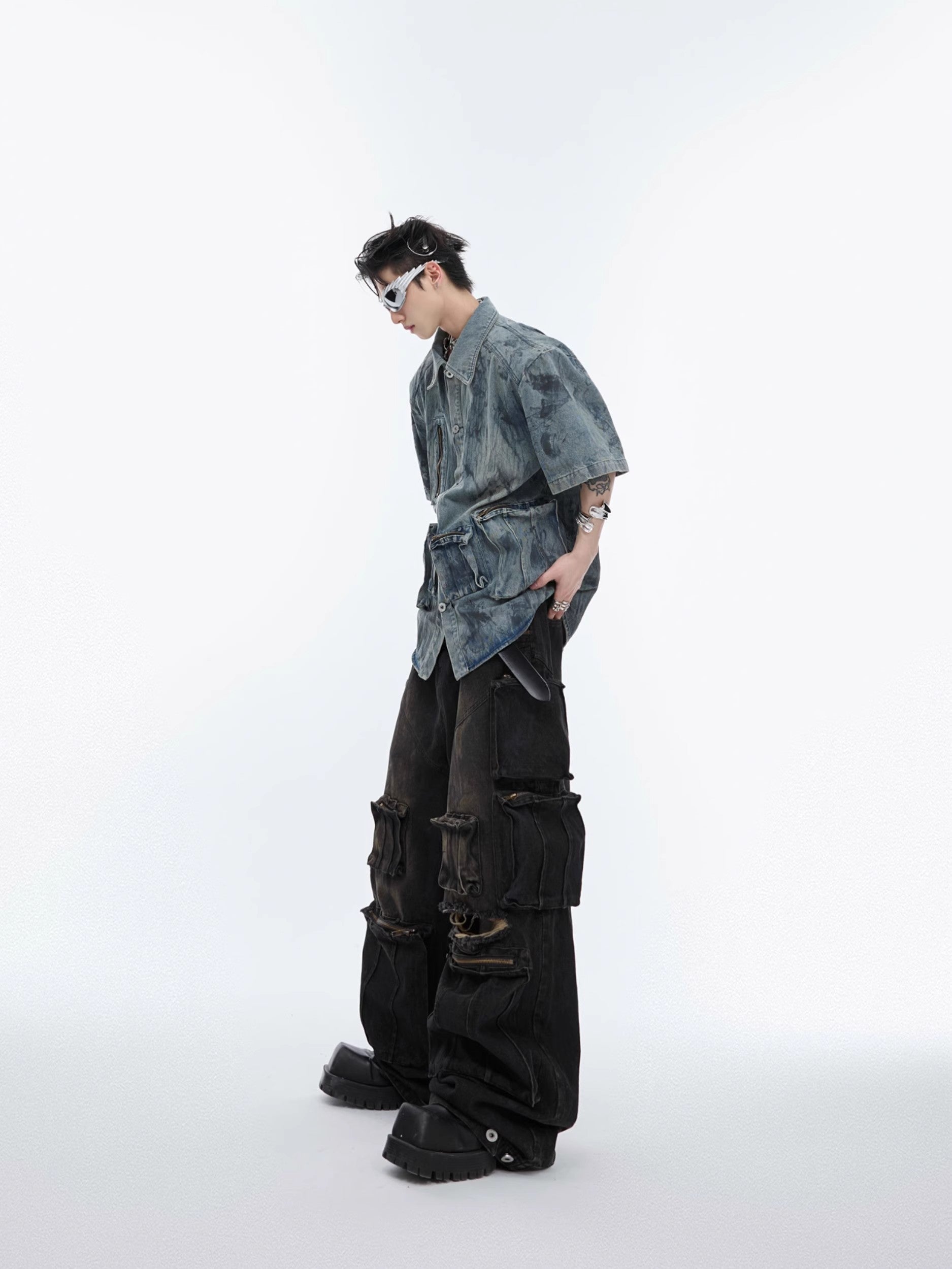 Oversize Paint Denim Shirt Jacket