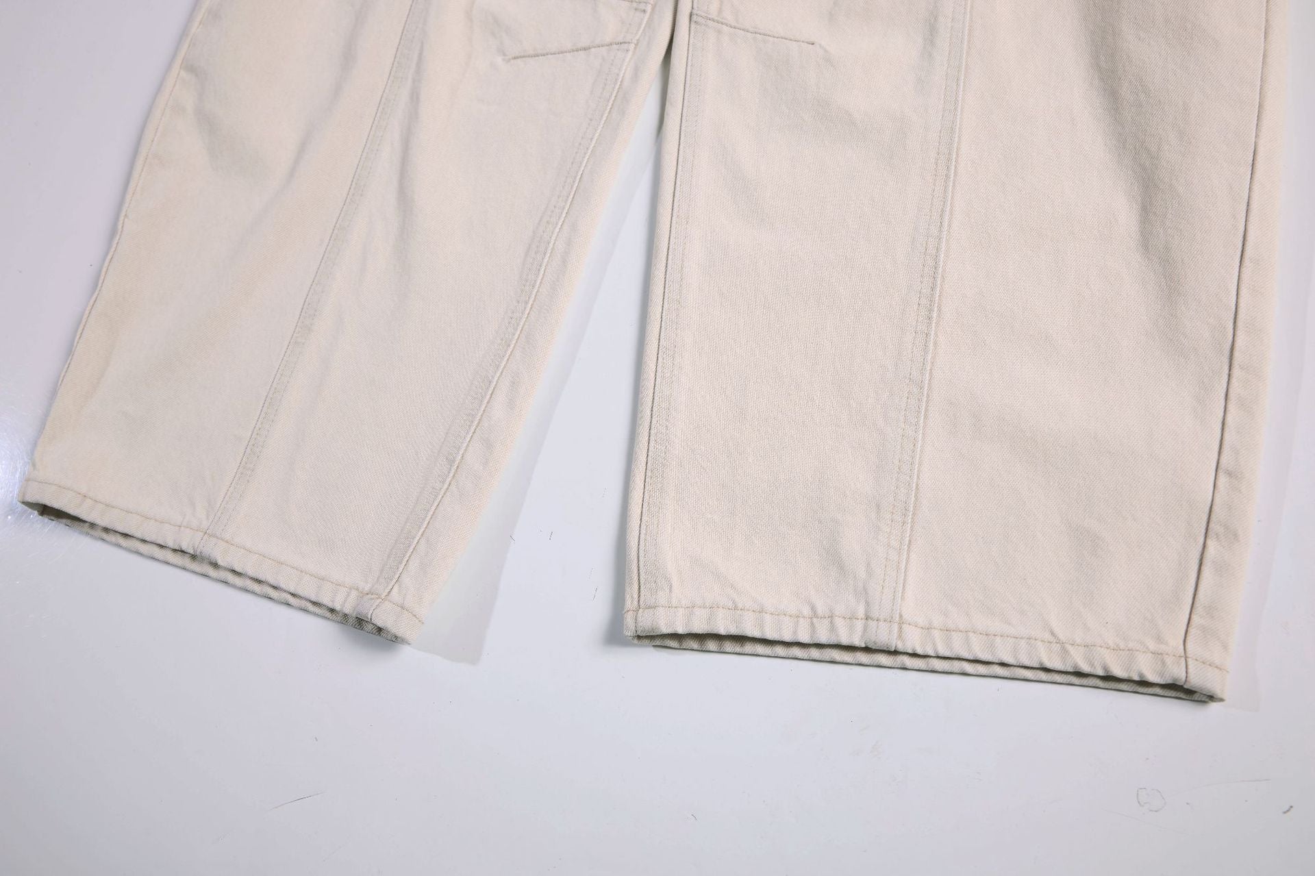 Multi-Button Curved Wide Leg Denim Jeans