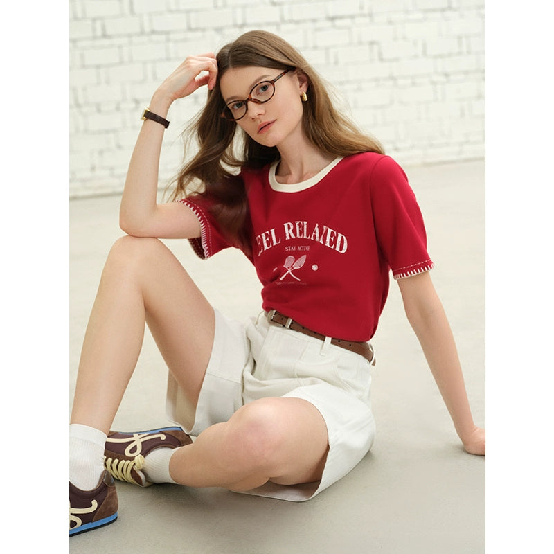 T-shirt cucita a contrasto retrò