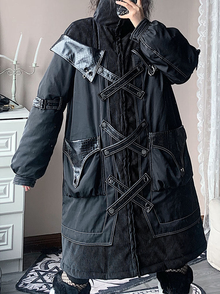 Dark Style Long Thick Padded Coat