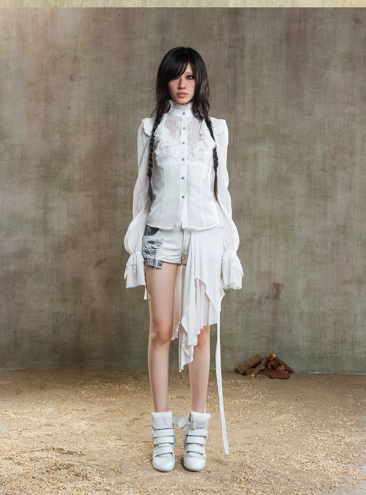 Sheer Chiffon Gothic Court Style Blouse