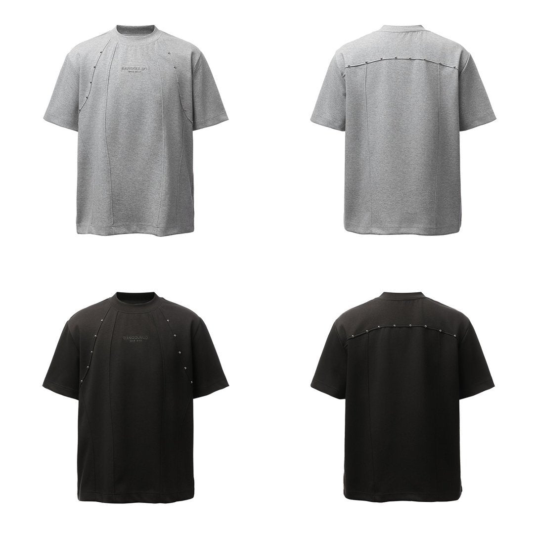 Heavyweight Double Yarn Deconstruction Beads Oversize Short Sleeve T-Shirt