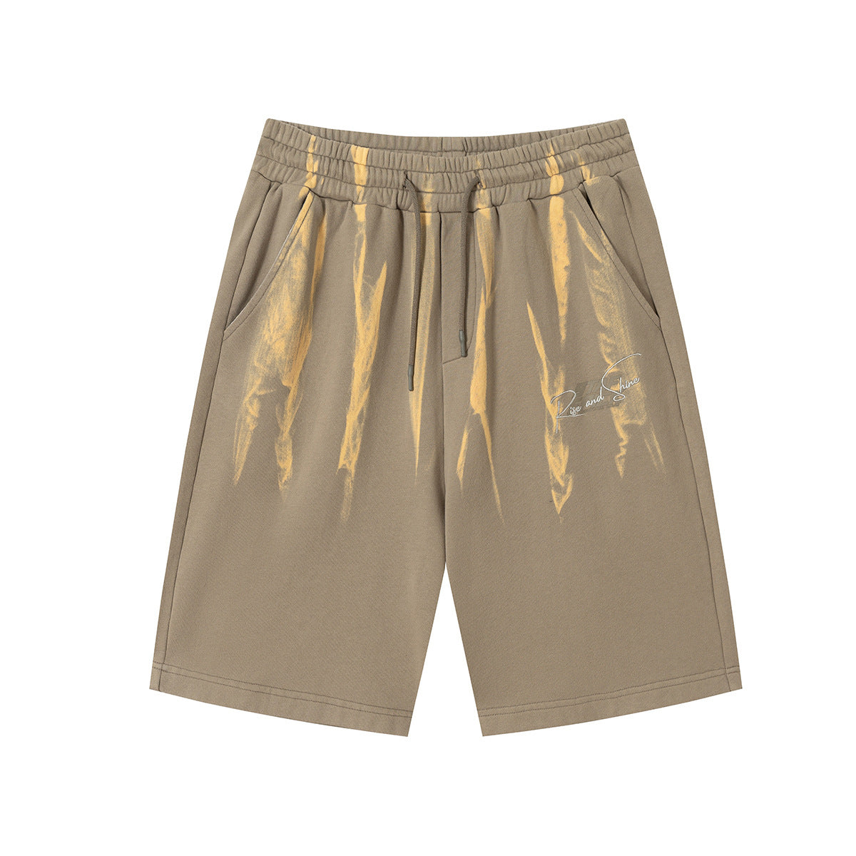 Drawstring Wash Tie-Dye Damage Half Sweatpants