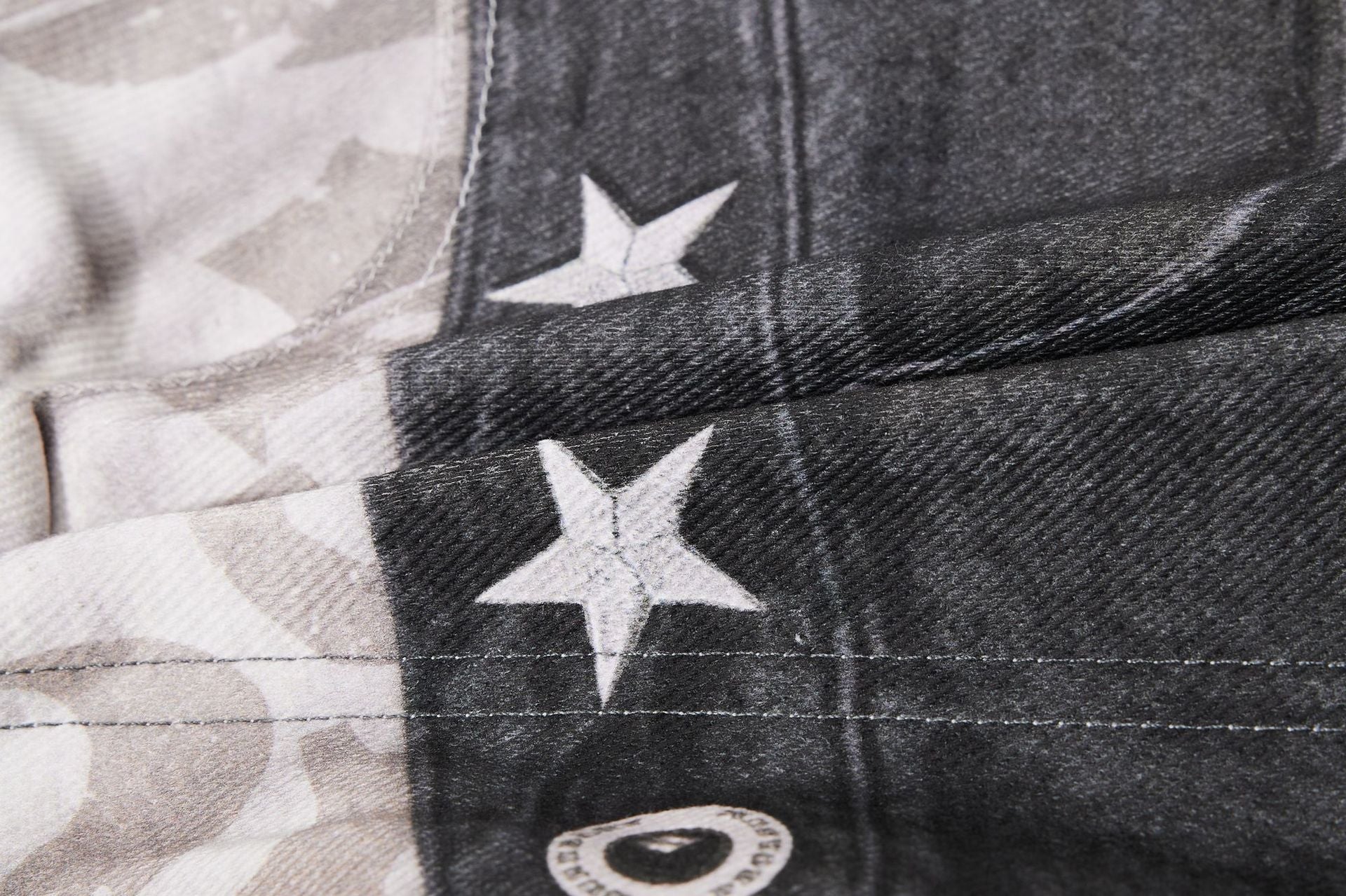Star Damage Washed Wide Leg Denim Jeans