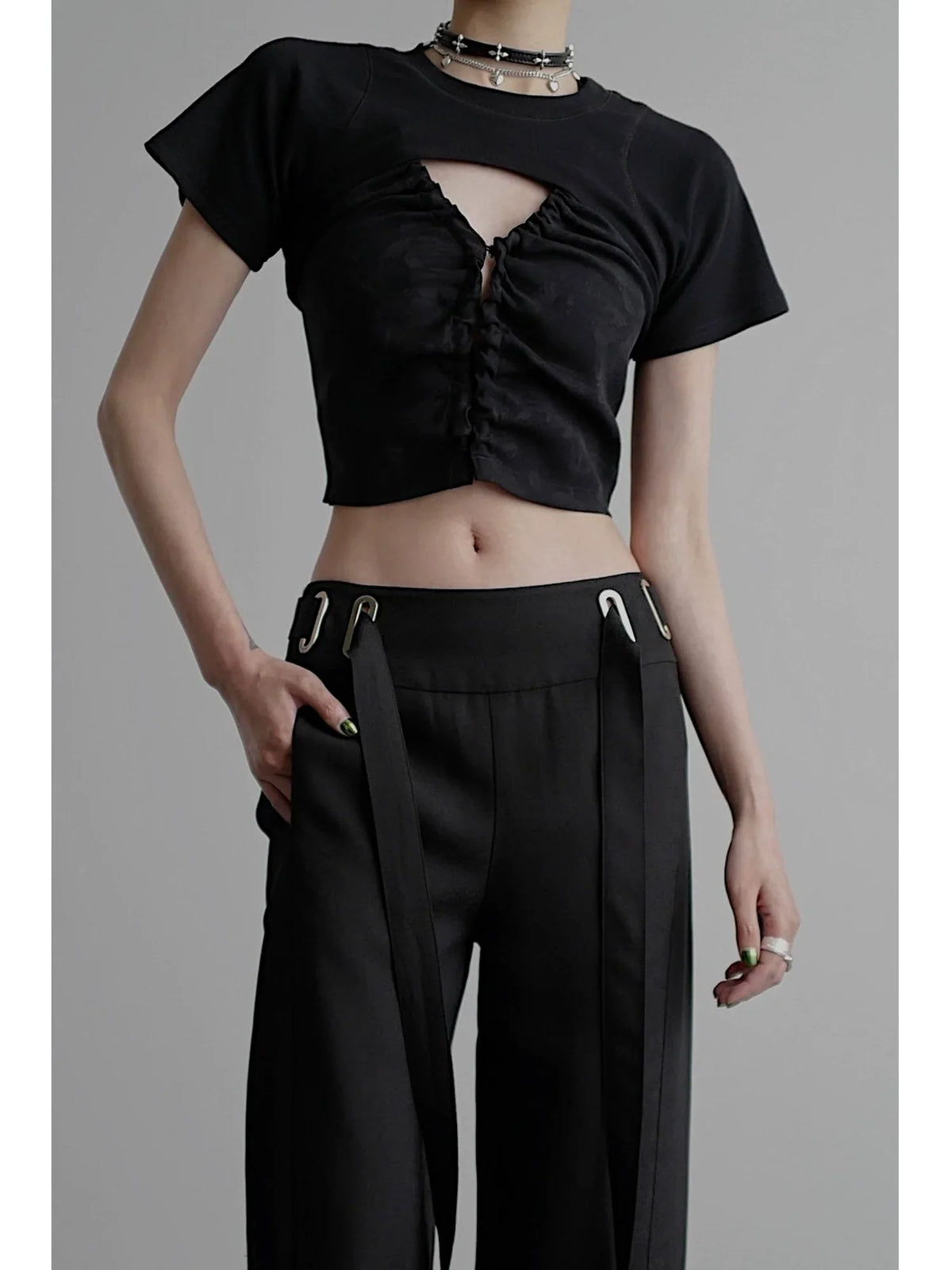 Zipper Tube Top & Short Sleeve T-Shirt