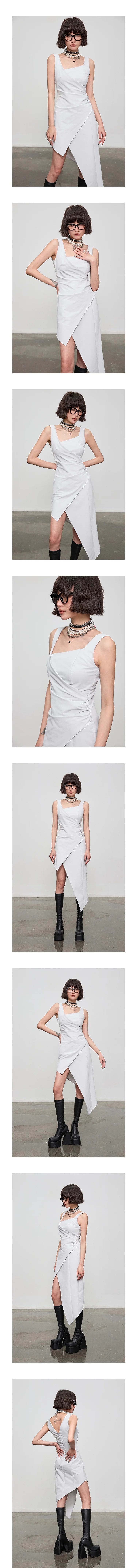Tank Top Dress With Irregular Hem Length