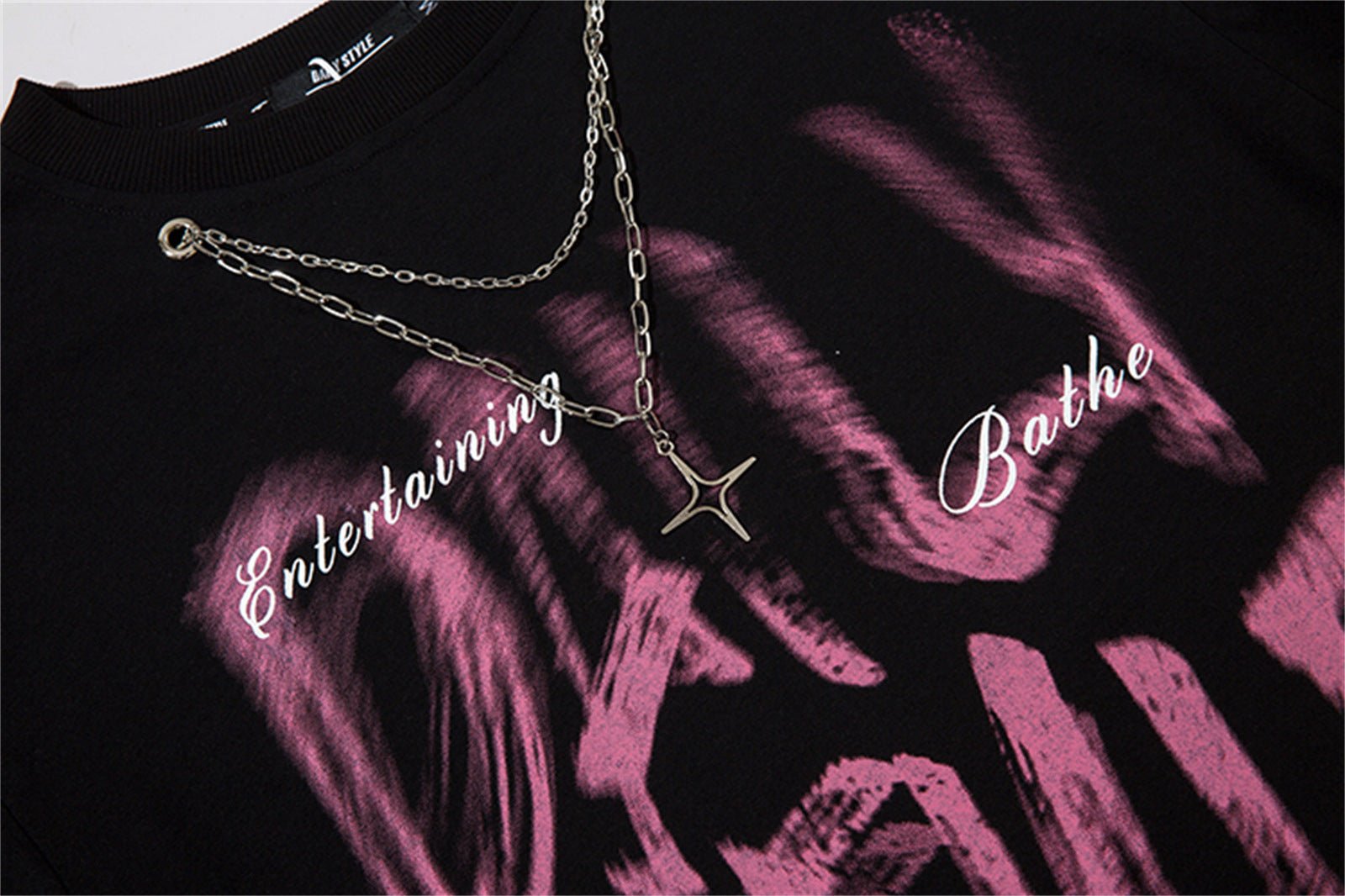 Necklace Letter Graffiti Fleece Sweatshirt