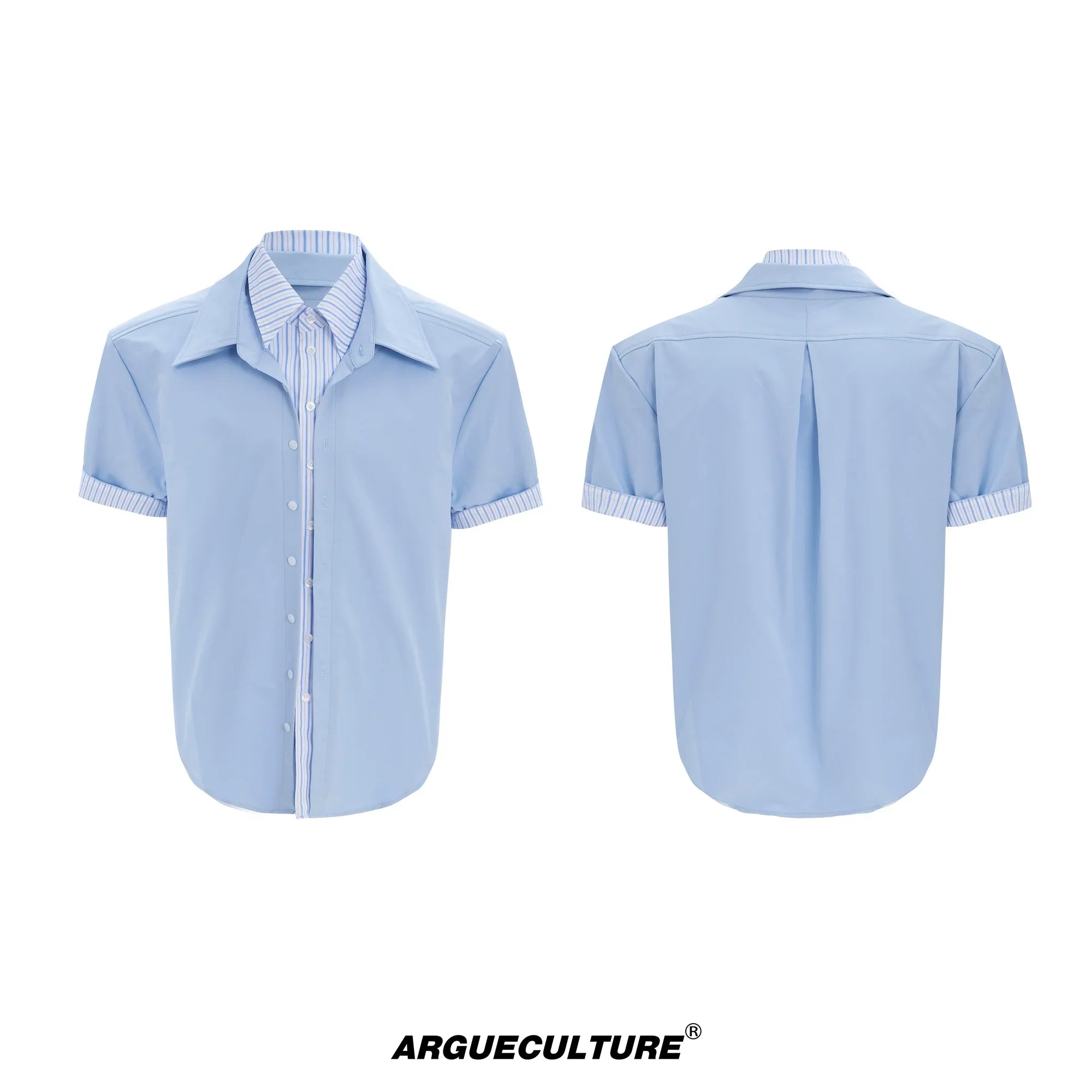 Fake Layered Stripe Colorblock Short Sleeve Shirt