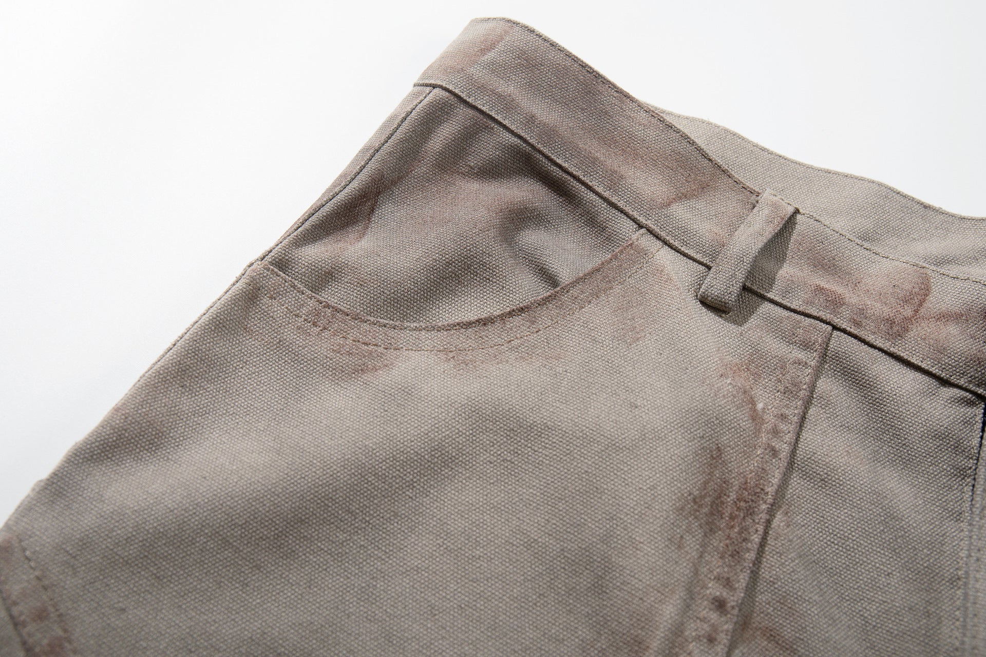 Washed Paint Studs Detail Wide Leg Pants