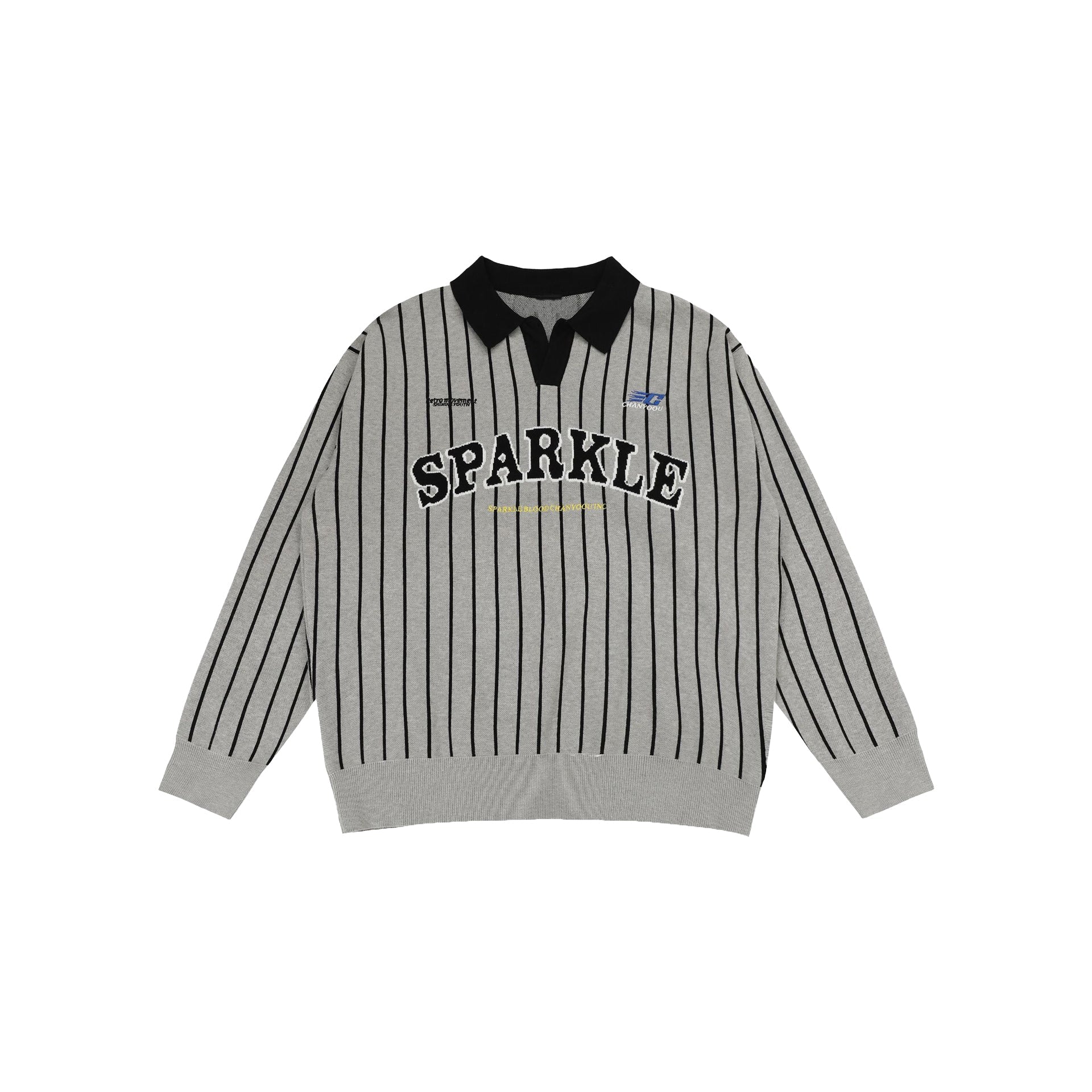 Polo Collar Striped Sweater