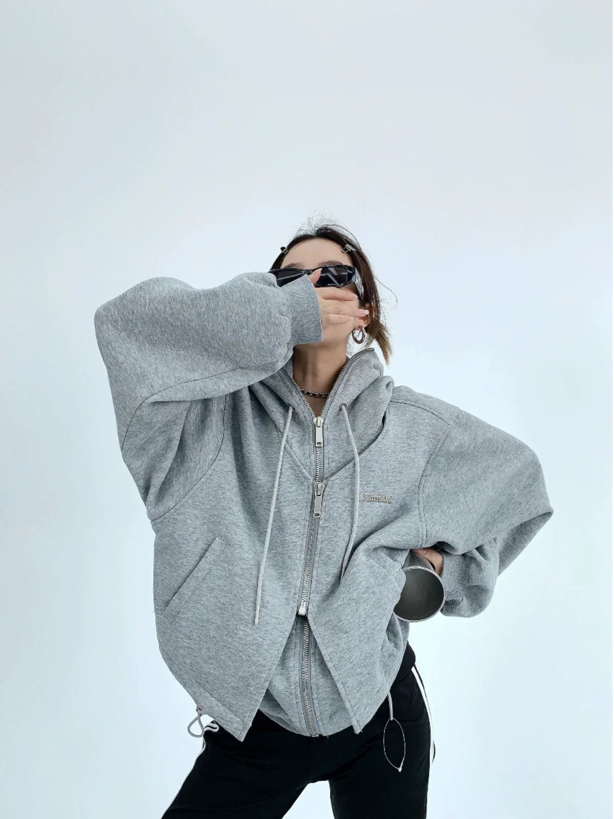 Fake Layered Zipper Hoodie