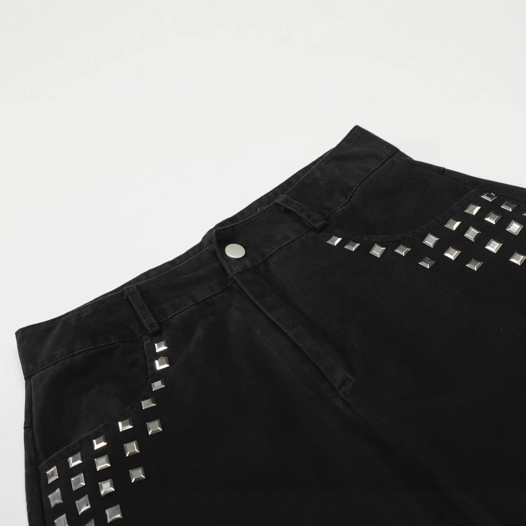 Rhinestone Curved Wide Leg Pants
