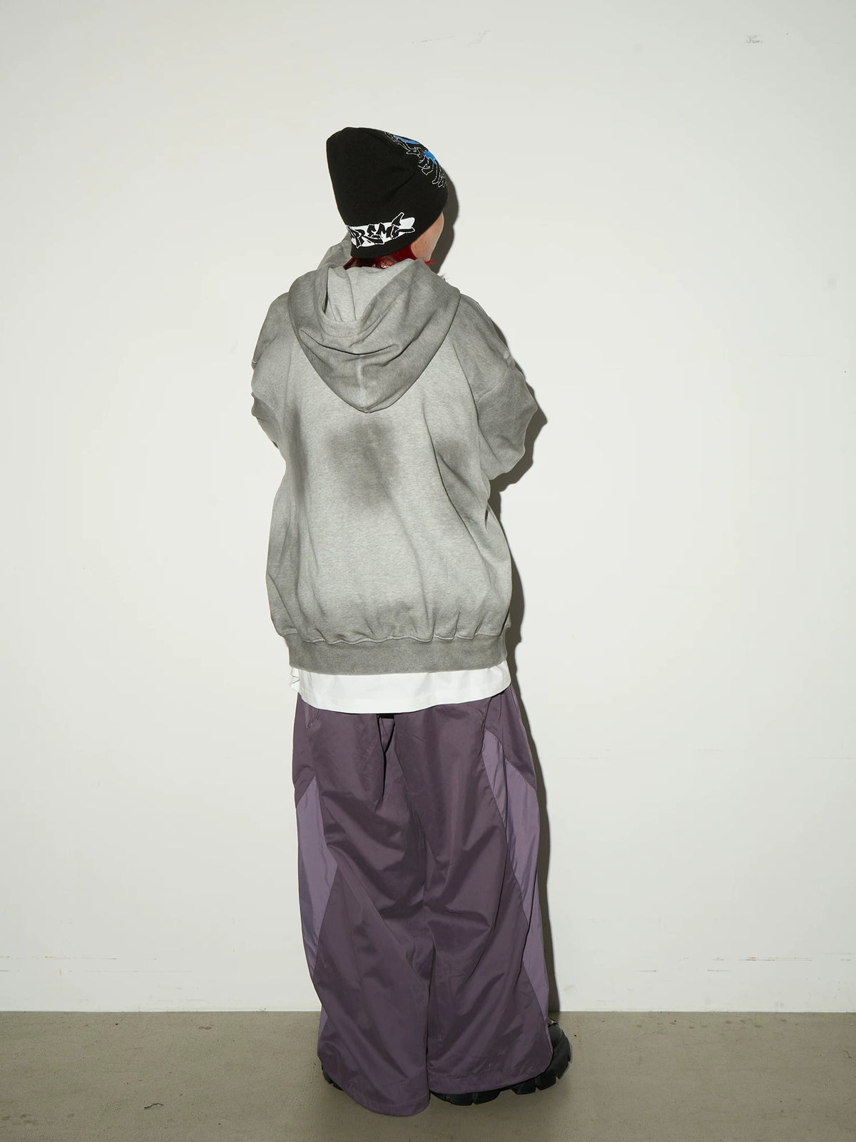 Oversize Nylon Hooded Jacket & Panel Wide Leg Pants Setup